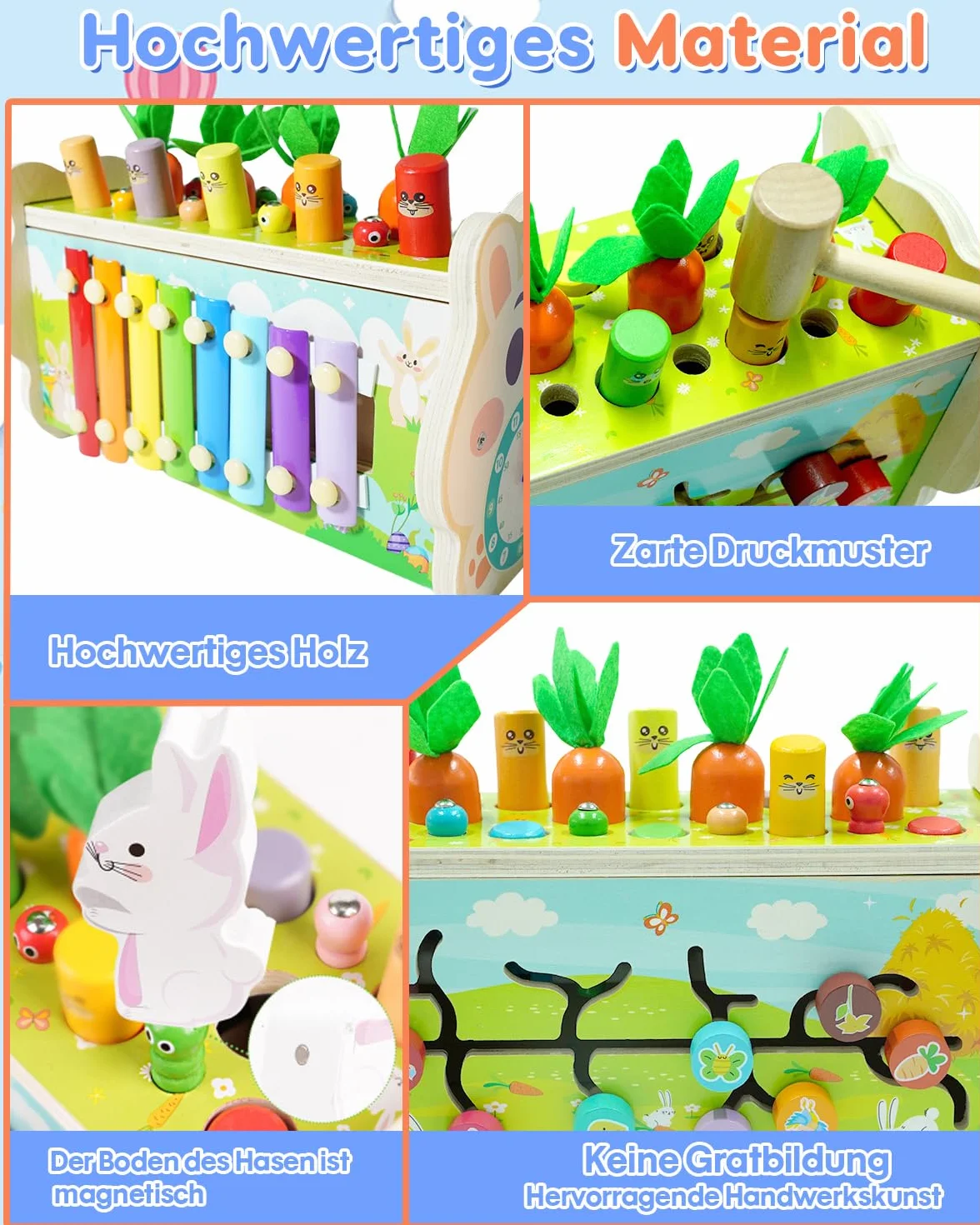 Jouet Montessori 1 an Jeux en Bois Educatif Enfant 12 Mois 1 2 3 Ans Xylophone Marteau Cueillir Les Navets 8 en 1 Activité Cadeau