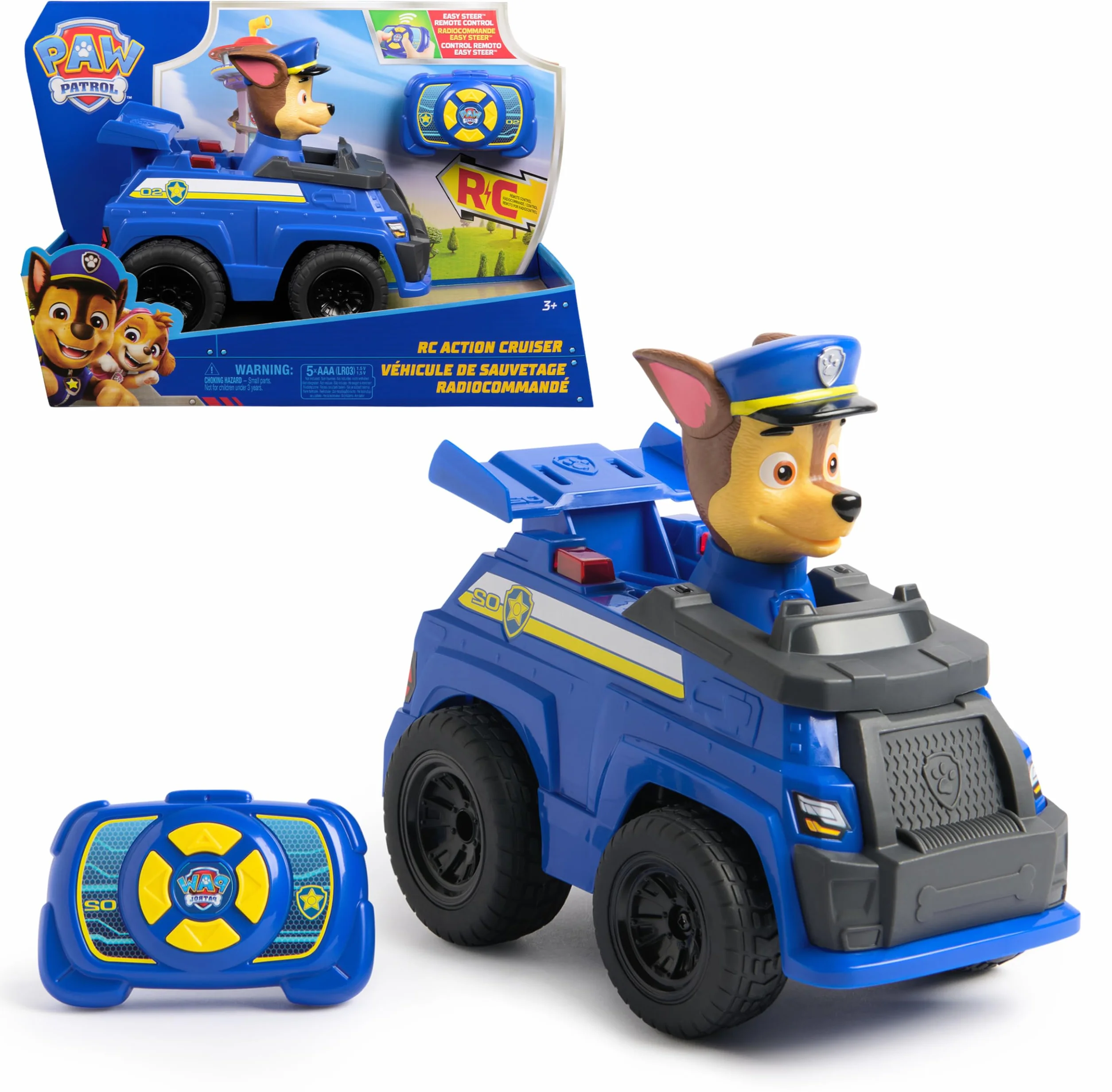 Paw Patrol Pat Patrouille Véhicule RC Interactif Chase Voiture Télécommandée Effets Lumineux Figurine Jouet Enfant 3 Ans+