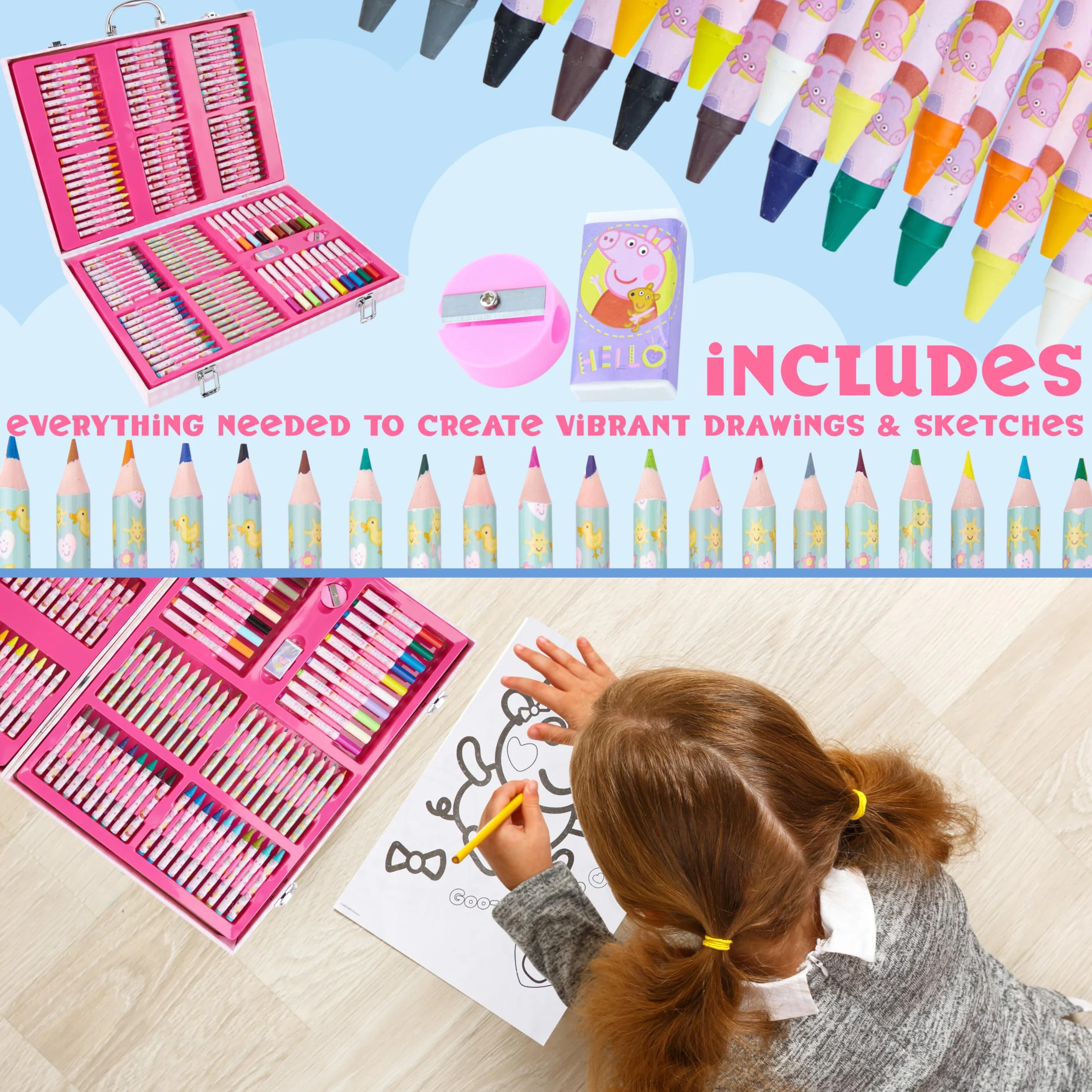 Peppa Pig Coffret Coloriage Enfant 137 Pièces Kit Papeterie Loisirs Créatifs