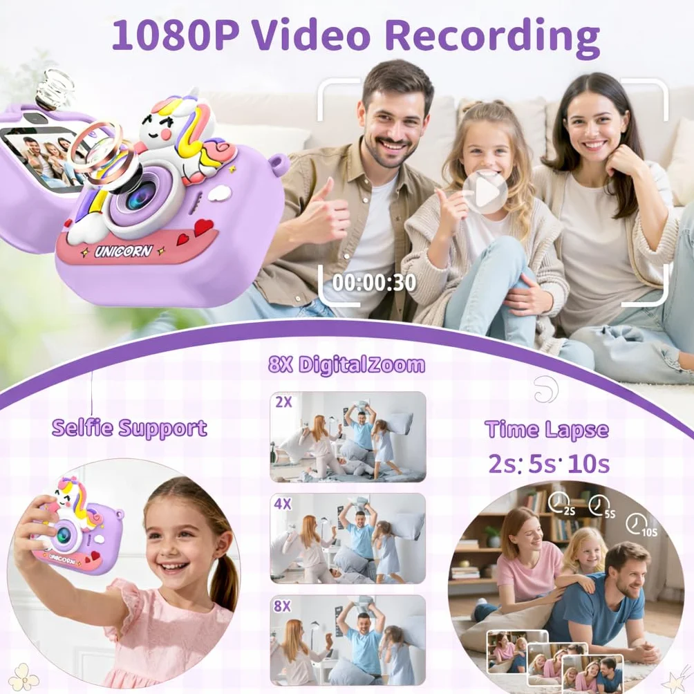 Appareil Photo Numérique Enfant 2.0 Pouces 1080P HD 32GB Carte