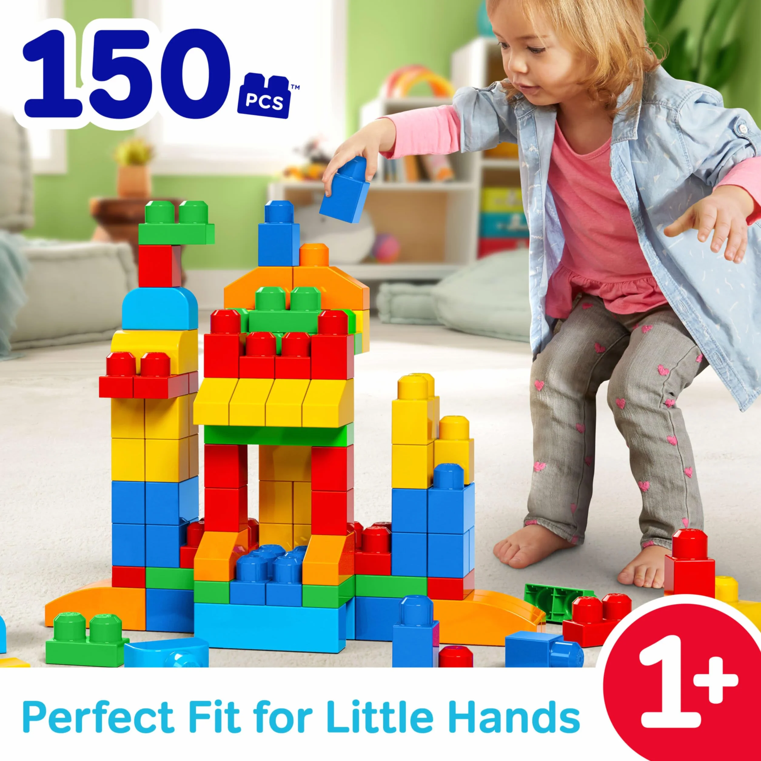 Mega Bloks Sac Blocs Construction Deluxe 150 briques jouet bébé enfant 1-5 ans CNM43