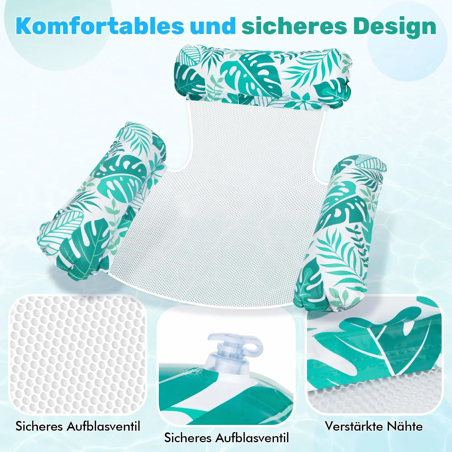 Elidepe Bouee Piscine 2 Pièces Matelas Gonflable Hamac Aquatique Flottant 4 en 1 pour Adulte