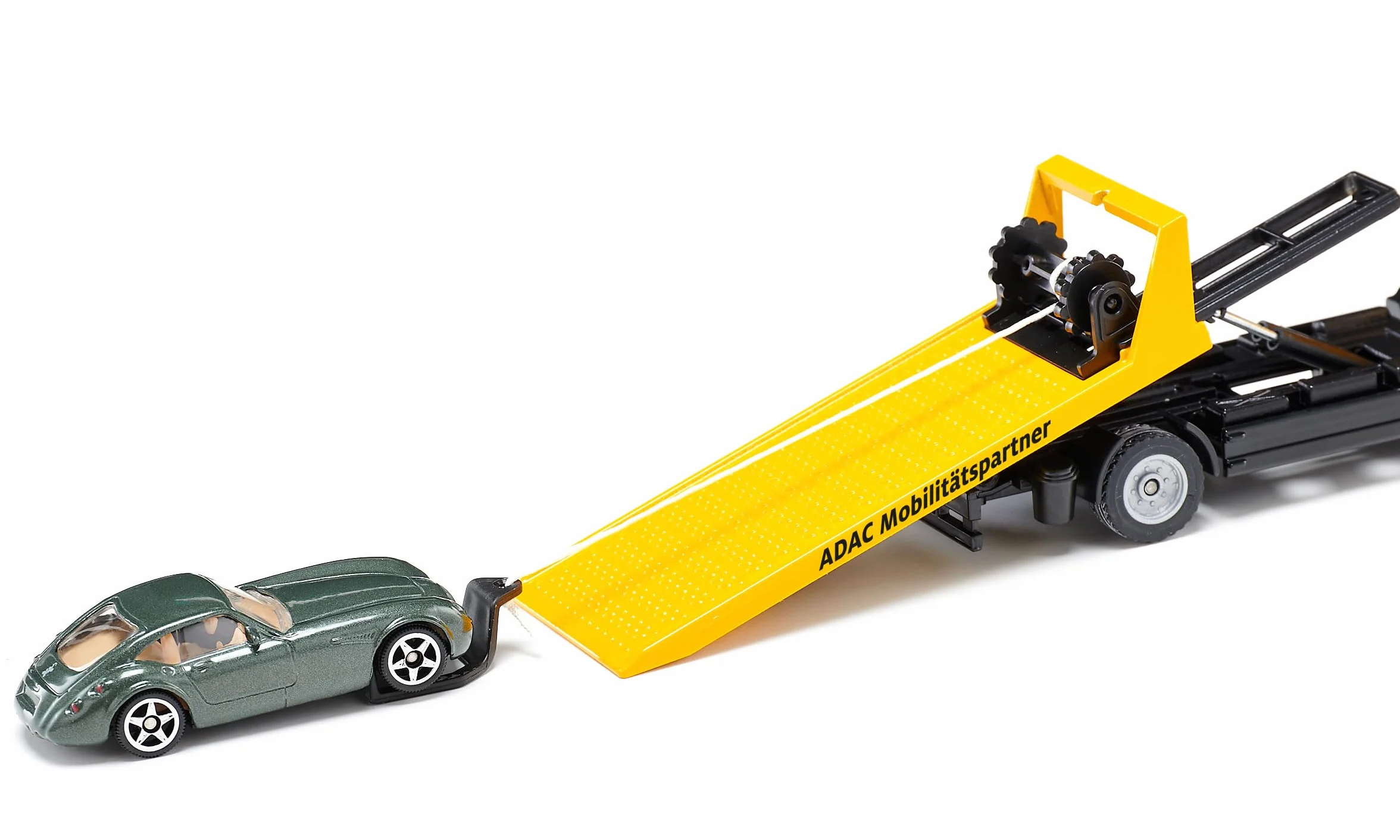SIKU 2722 Man Remorqueuse ADAC Voiture Jouet 1:55 Métal Plastique Jaune Treuil Extensible Plate-Forme Transport Basculante