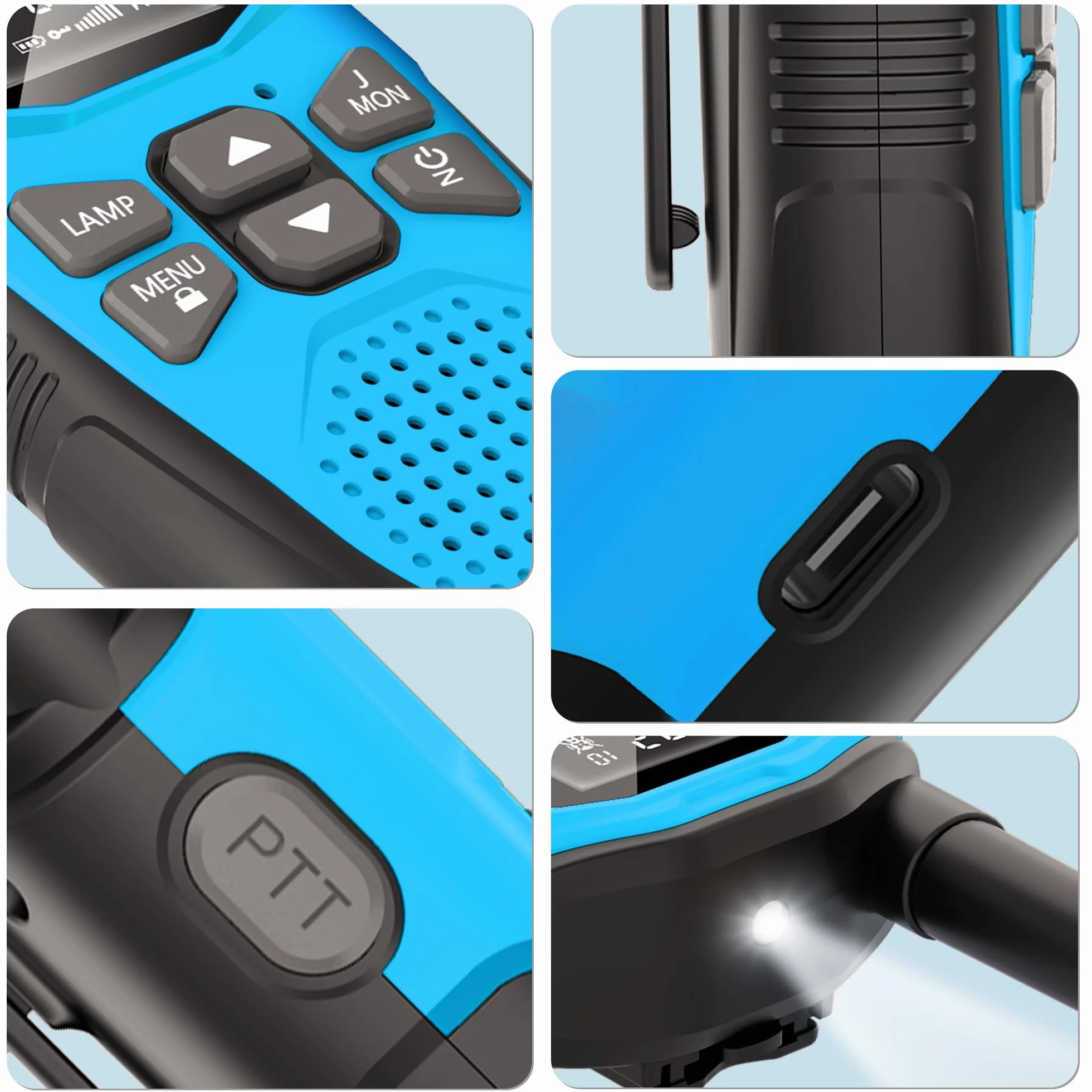 Talkie Walkie Rechargeable Li-ION 1200mAh 5KM USB Type-C VOX Mains Libres 16 Canaux