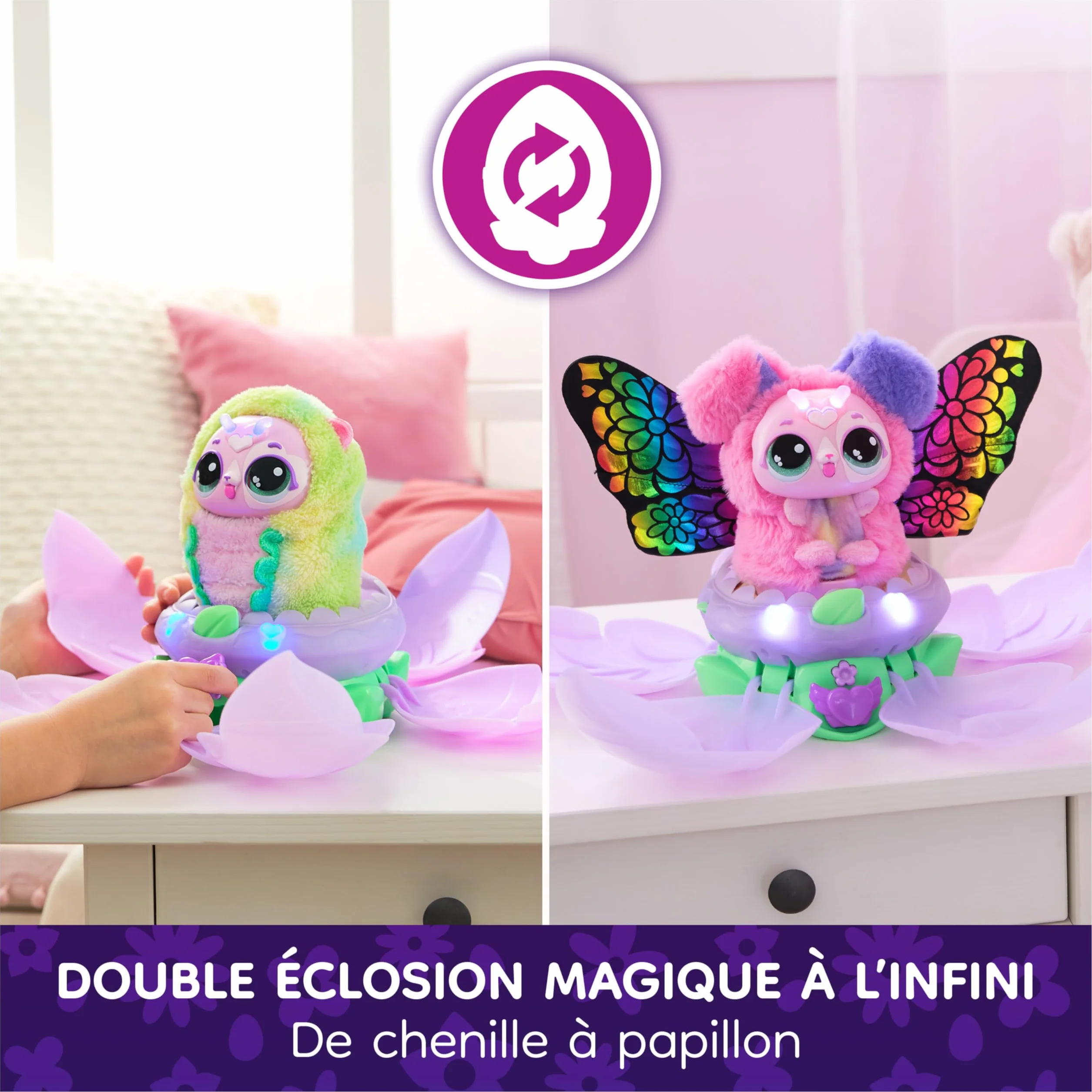 Hatchimals Bloomables Ma Fleur Magique PuppyFly Peluche Interactive 100 Sons & Réactions Jouet Enfant 5 Ans+
