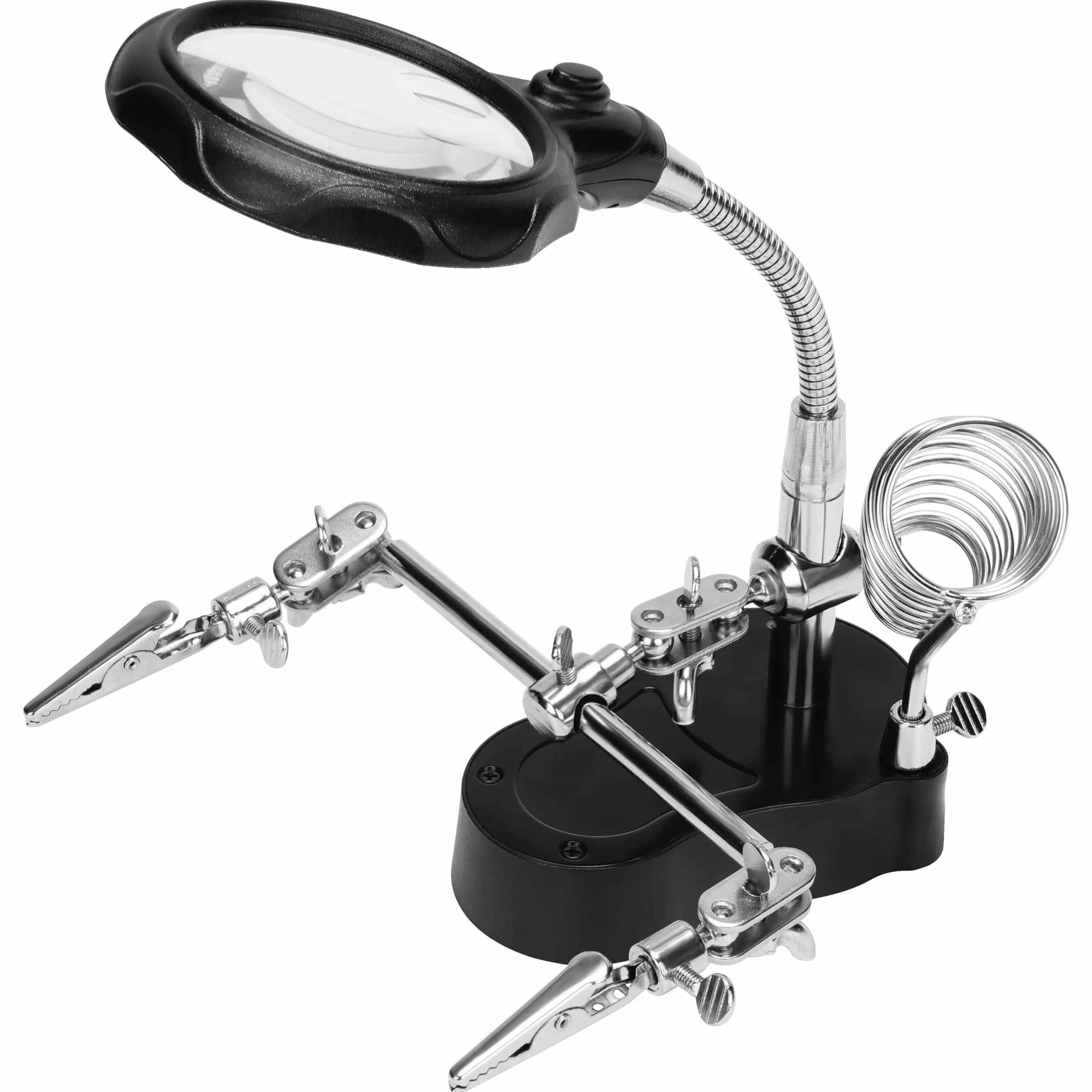 Kurtzy Troisieme Main Maquette avec Lampe Etabli LED Loupe 3,5X 12X Support Fer à Souder Ajustable Pinces Crocodiles Réparation Bijoux Électroniques