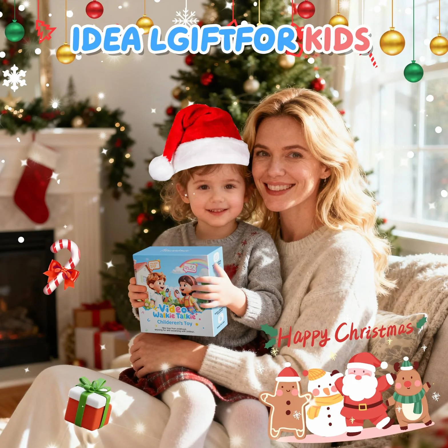 Talkie Walkie Enfants Rechargeable avec Vidéo HD Caméra Longue Portée Cadeaux Garçons Filles 3-12 Ans