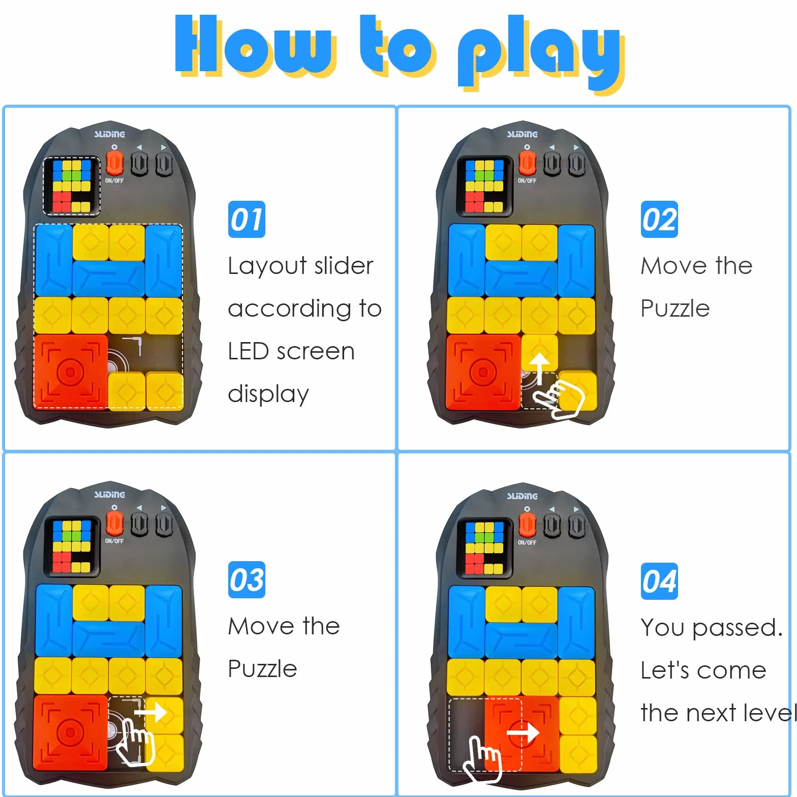 Super Slide Puzzles Casse-tête électronique de Poche 500+ Niveaux Jeu de Réflexion
