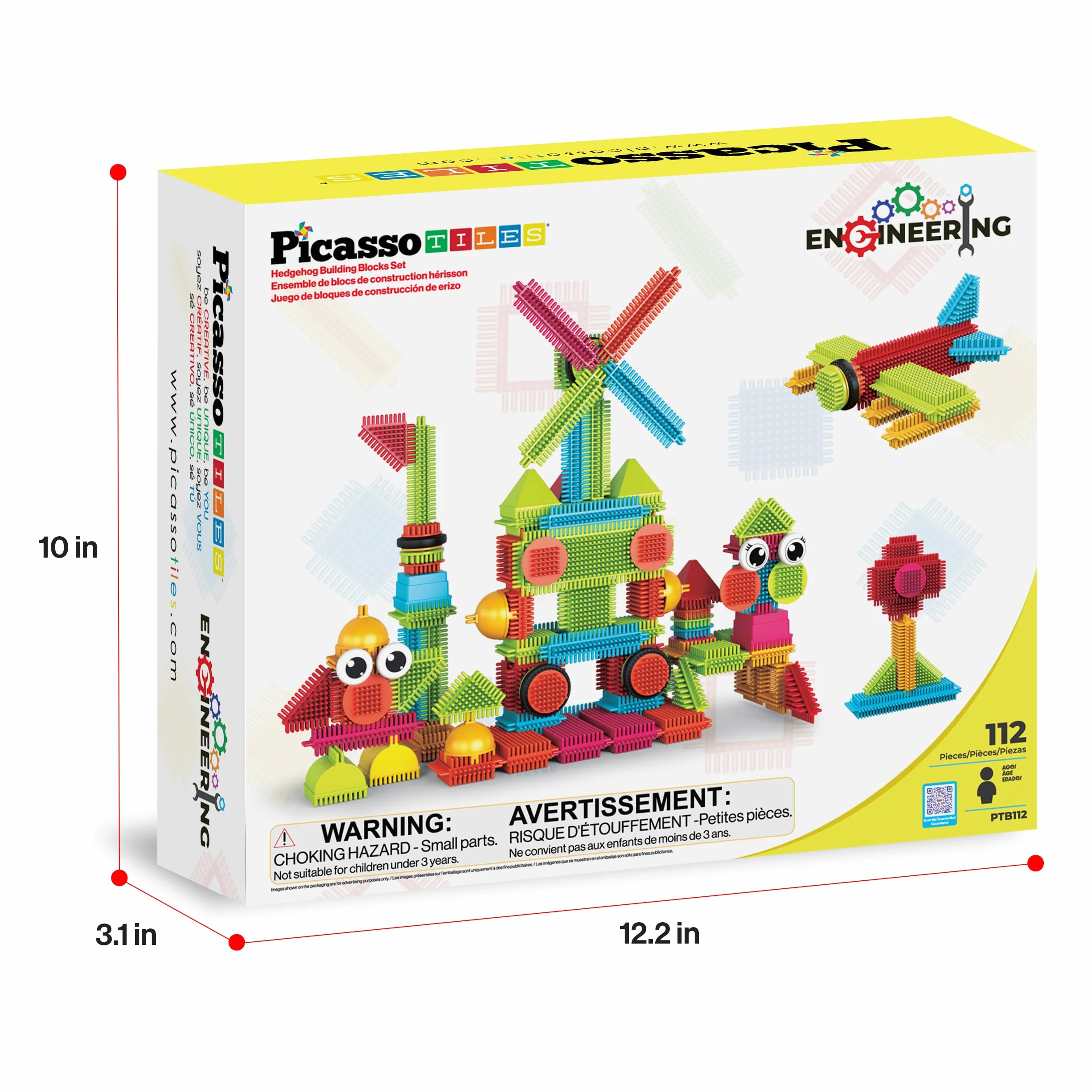 Picasso Toys PTB112 Blocs de Construction STEM en Forme de hérisson - Jouet d'apprentissage empilable