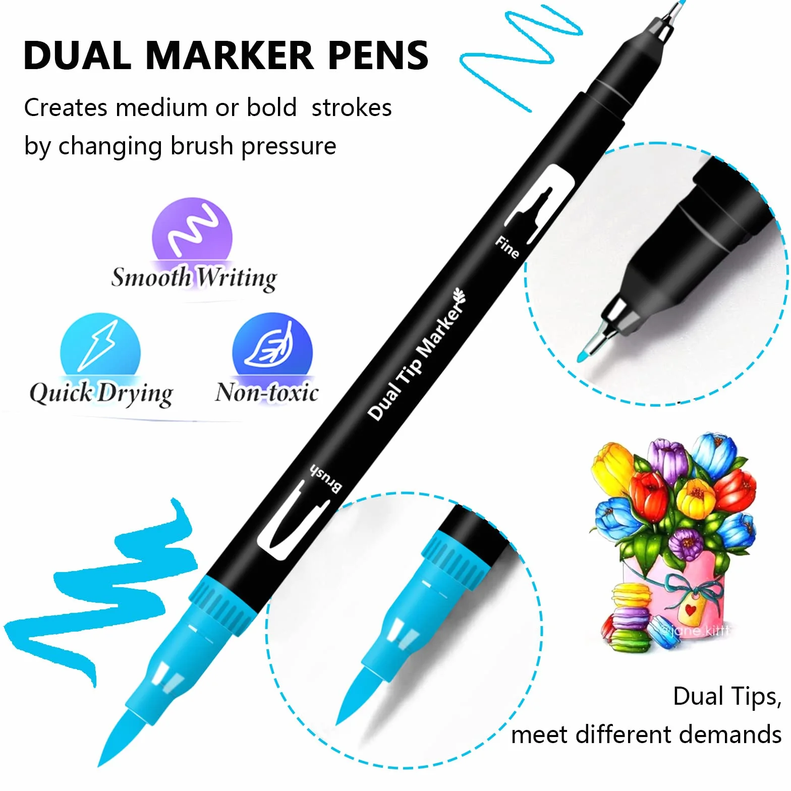Efimeso Stylo Feutre 160 Feutres Coloriage Adulte, Marqueur Pinceau Double Pointe, Feutre Aquarelle Fineliners Dessin Croquis Livre Coloriage