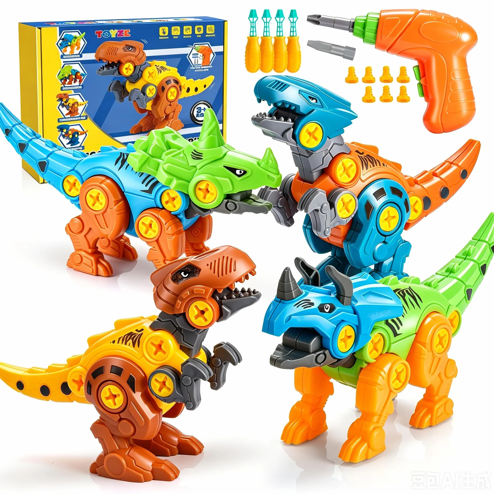 Toyzey Dinosaure Jouet Enfant 3-9 Ans Perceuse Télécommandé Cadeau Garçon