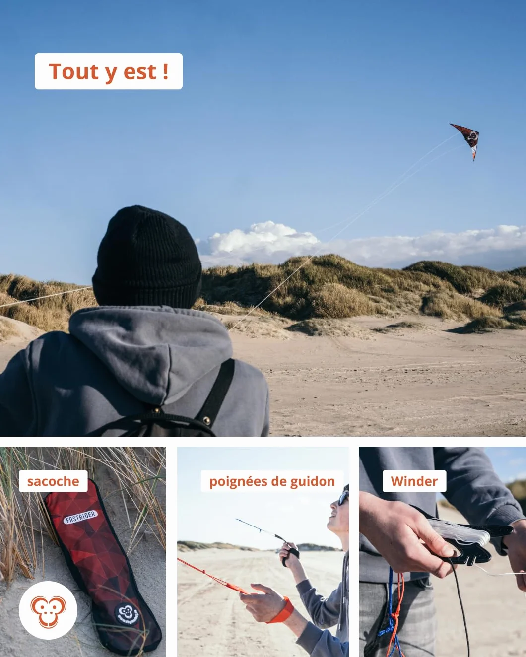 Skymonkey Fastrider Cerf Volant Adulte 2 Lignes 127cm