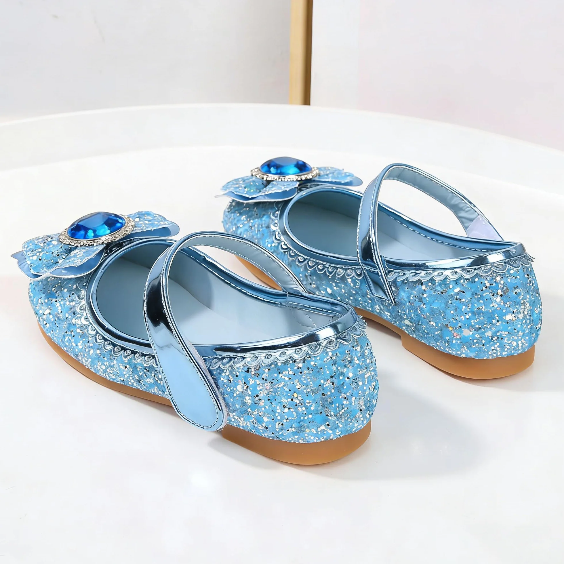 Sandale à Talon Haut Enfant Ballerine Argenté Halloween Noël Anniversaire Mariage Déguisement Crystal Bleu 30 EU