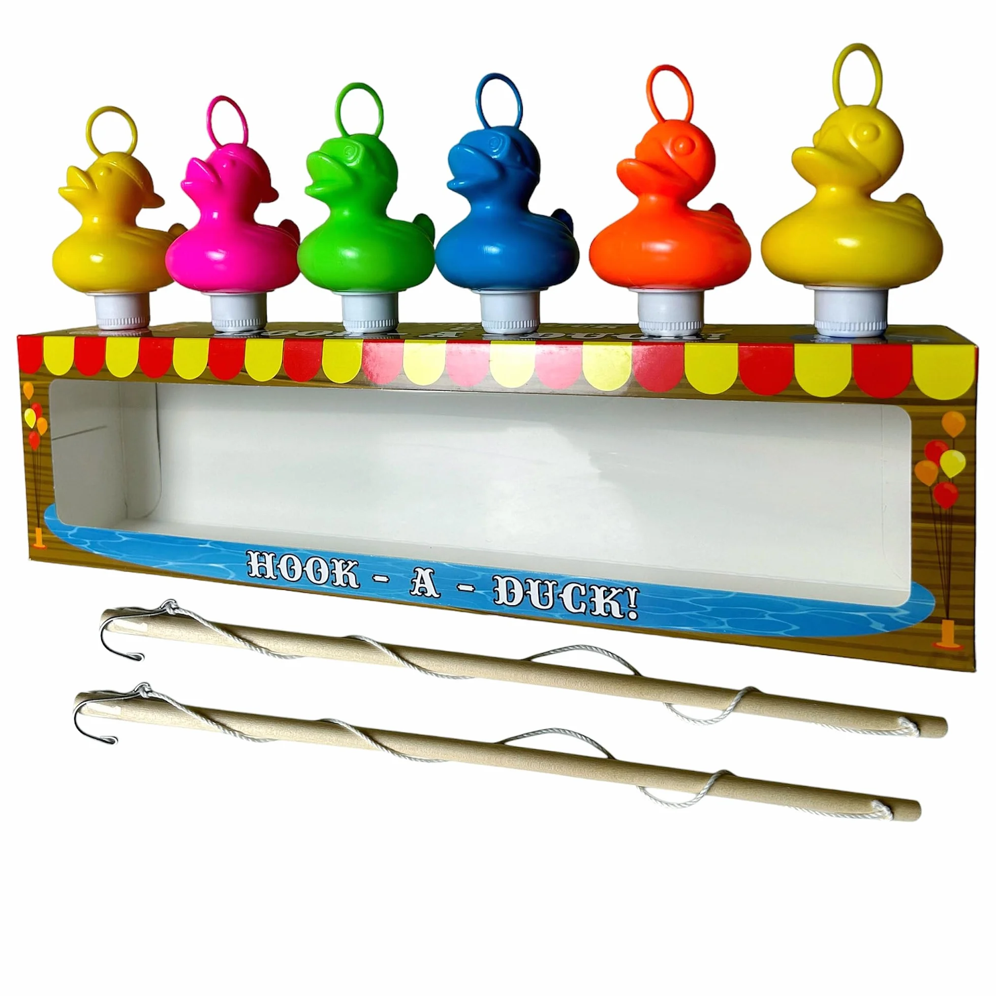 Kit de Pêche aux Canards avec 6 Canards Multicolores en Plastique - Jouet de Bain et Piscine