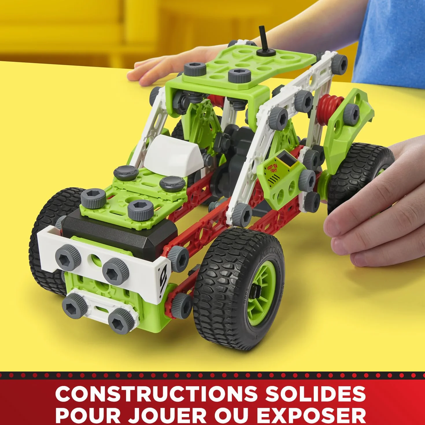 BANDAI Meccano Junior Ma Voiture à Rétro Friction Coffret Construction 138 pièces Moteur rétro-Friction Jouet Enfant 5 Ans+