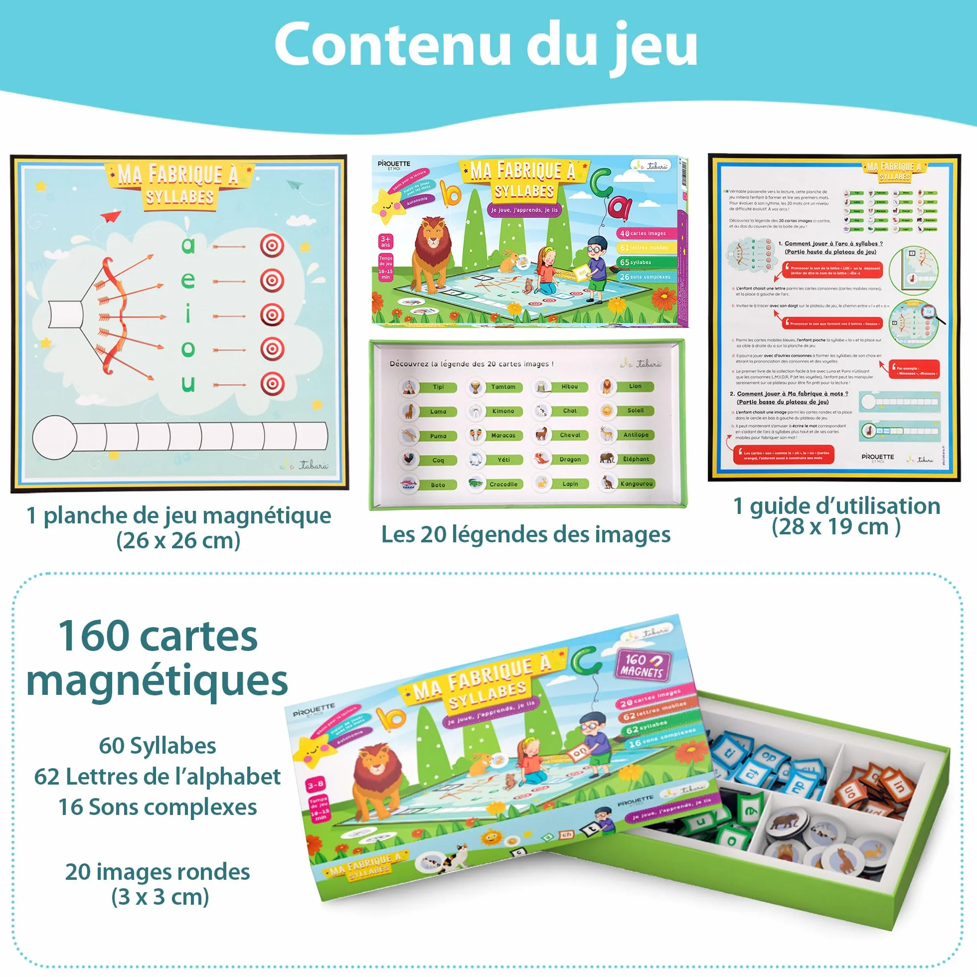 Ma Fabrique à syllabes & Mots, Jeu éducatif magnétique, Apprendre à Lire 3-8 Ans, Méthode syllabique, Phonologie PS=>CP