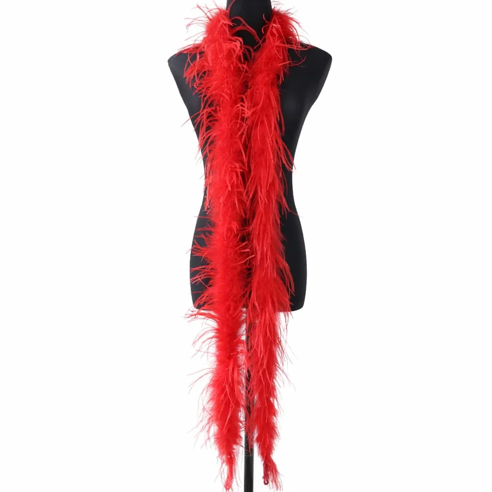 Surakey Boa de Plumes 2m Écharpe en Plumes Charleston Accessoire Femme Naturel Plumes D'autruche Longue Ceinture de Plumes Rose Foncé