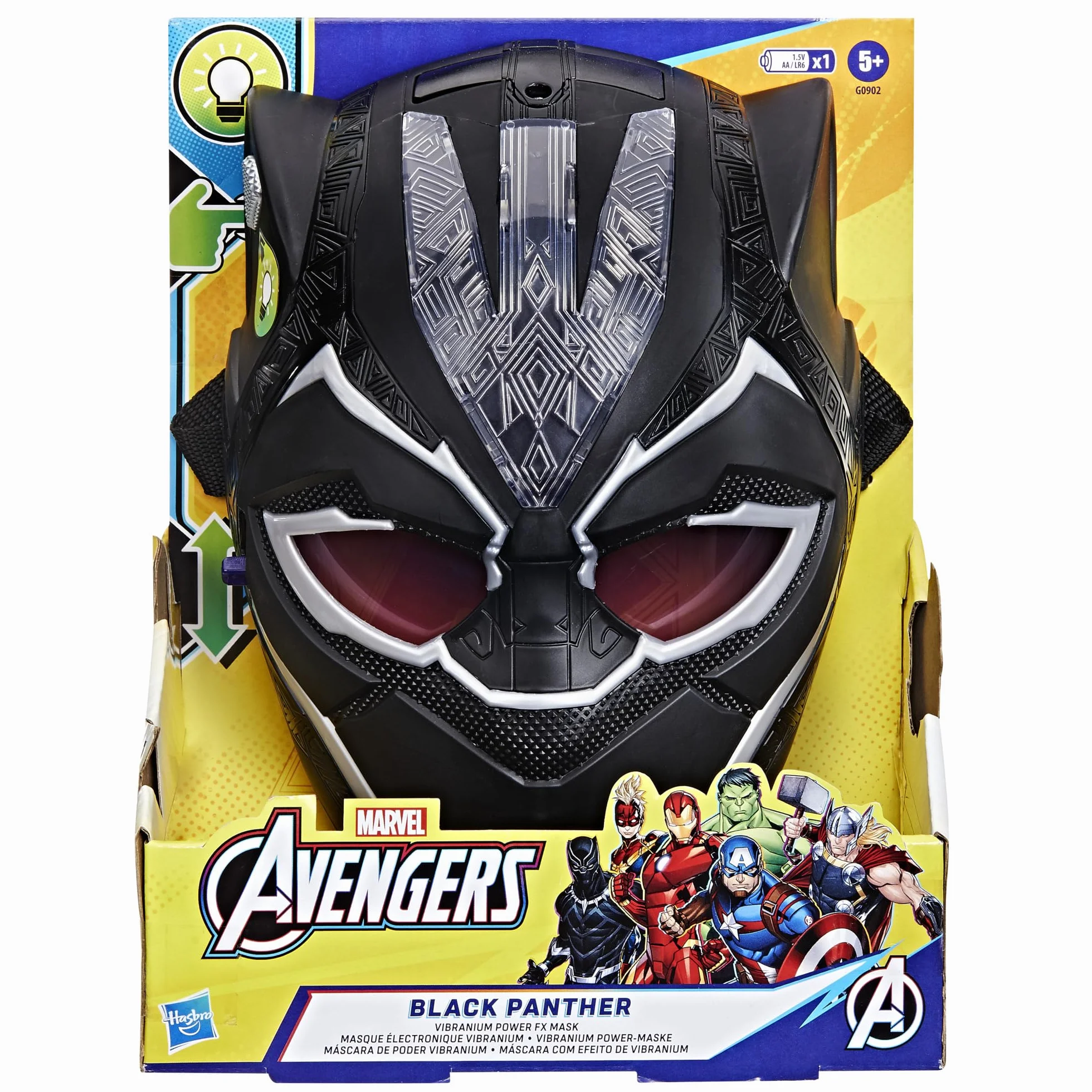 Masque électronique Vibranium Black Panther Marvel Avengers jouet déguisement effets lumineux super-héros 5 ans