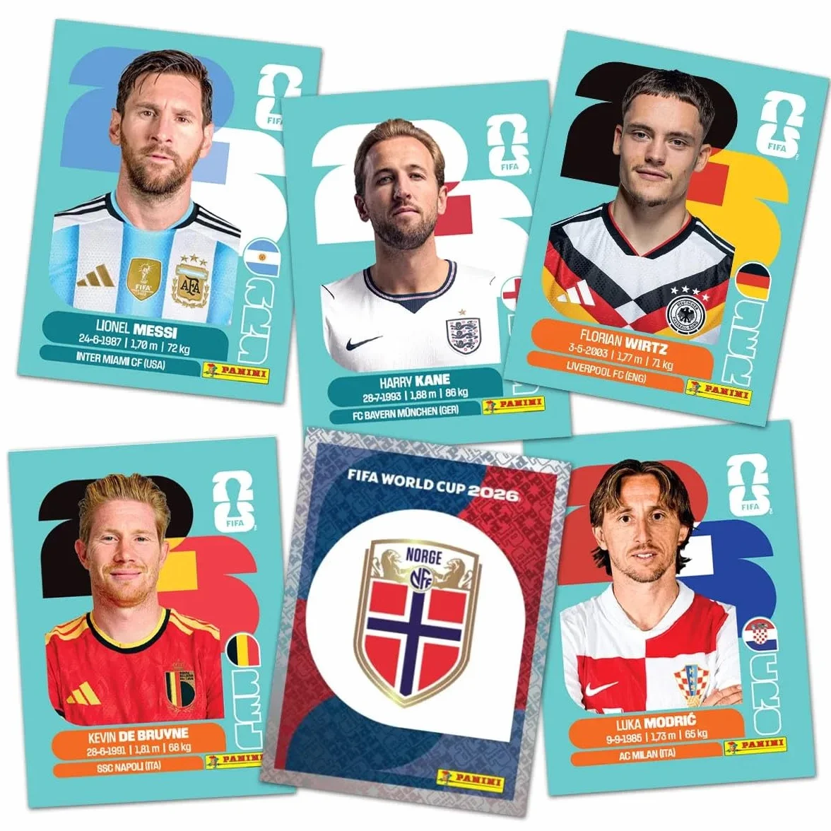 Panini Coupe du Monde 2026 Lot d'autocollants 70 autocollants à collectionner cartes de football album et toploader