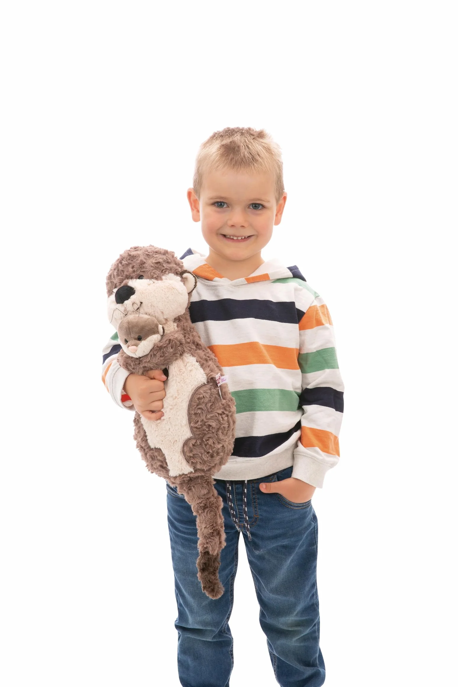 Coussin Loutre Thure Oda & Odalina 40x20cm Gris - Oreiller en Peluche Doux et Durable pour Enfants