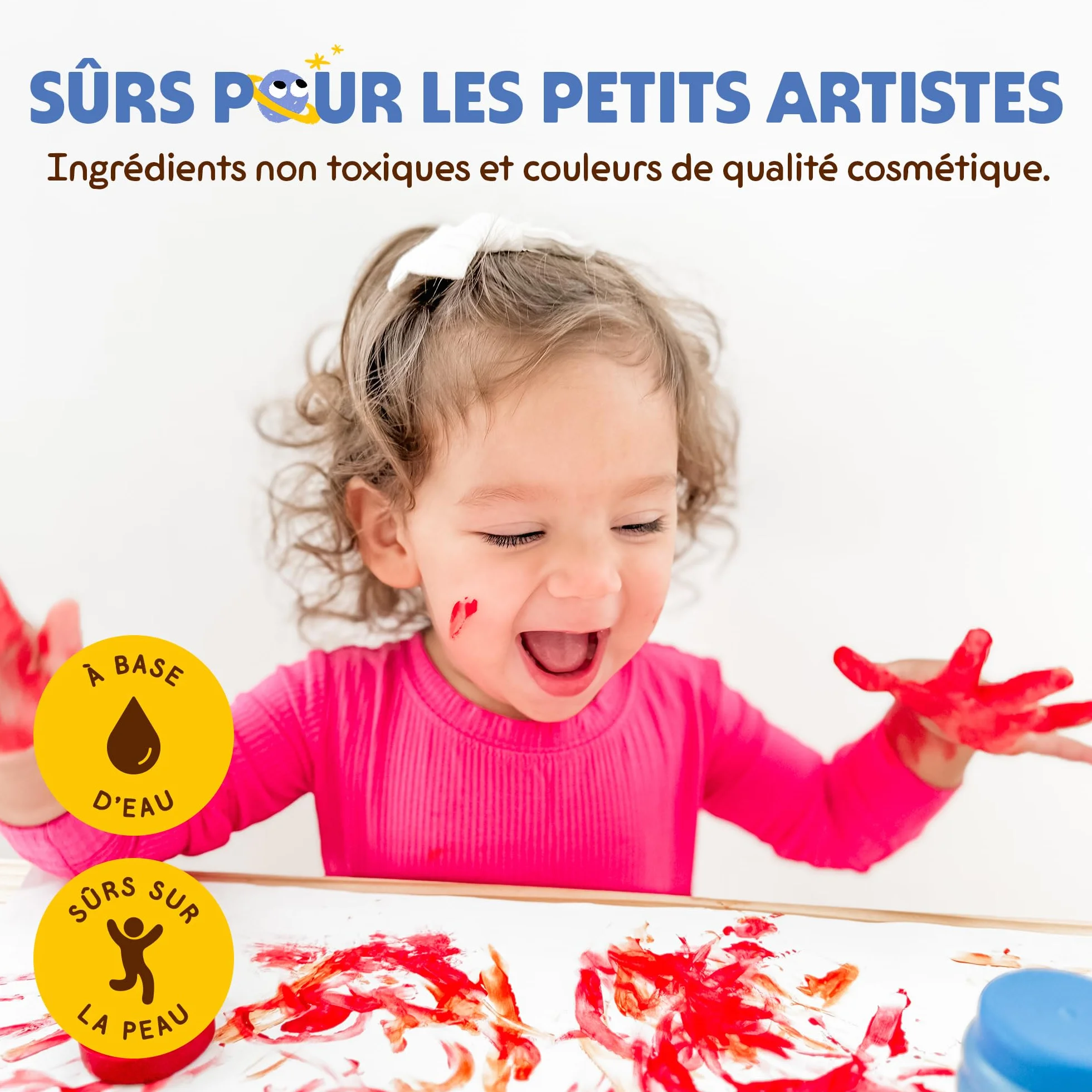 Honeysticks Peinture au Doigt 6 Couleurs Vives Lavable Sûre Enfants 1-5 Ans à Base d'Eau Écologique