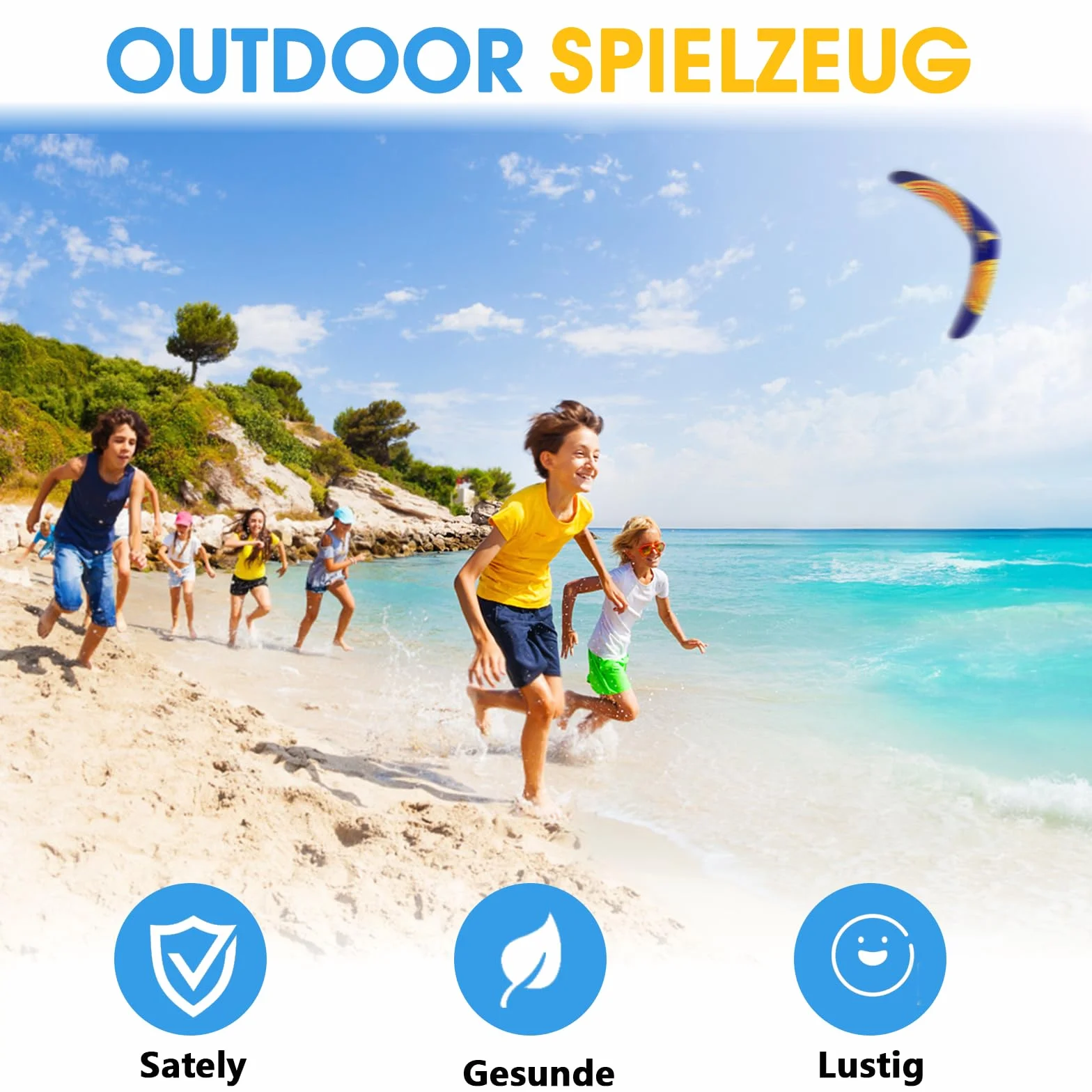 Boomerang pour enfants et adultes - Boomerang de retour en plastique EVA - Jouet à lancer en forme de V pour jeux de plein air