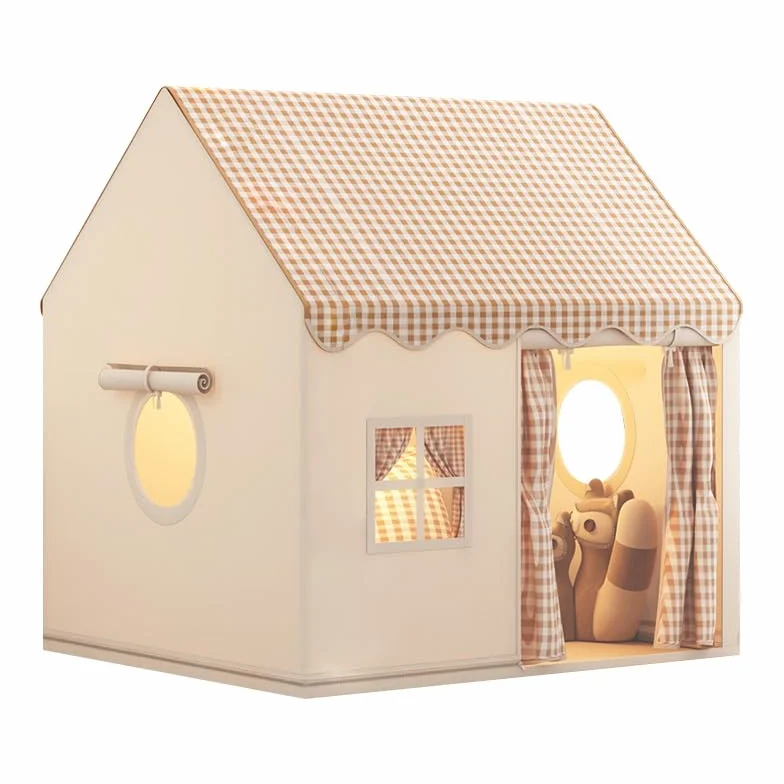 Tente de Jeux Enfant Cabane Interieure Maison Pliable Princesse 3-14 Ans 120x105x128 cm Beige Grisâtre