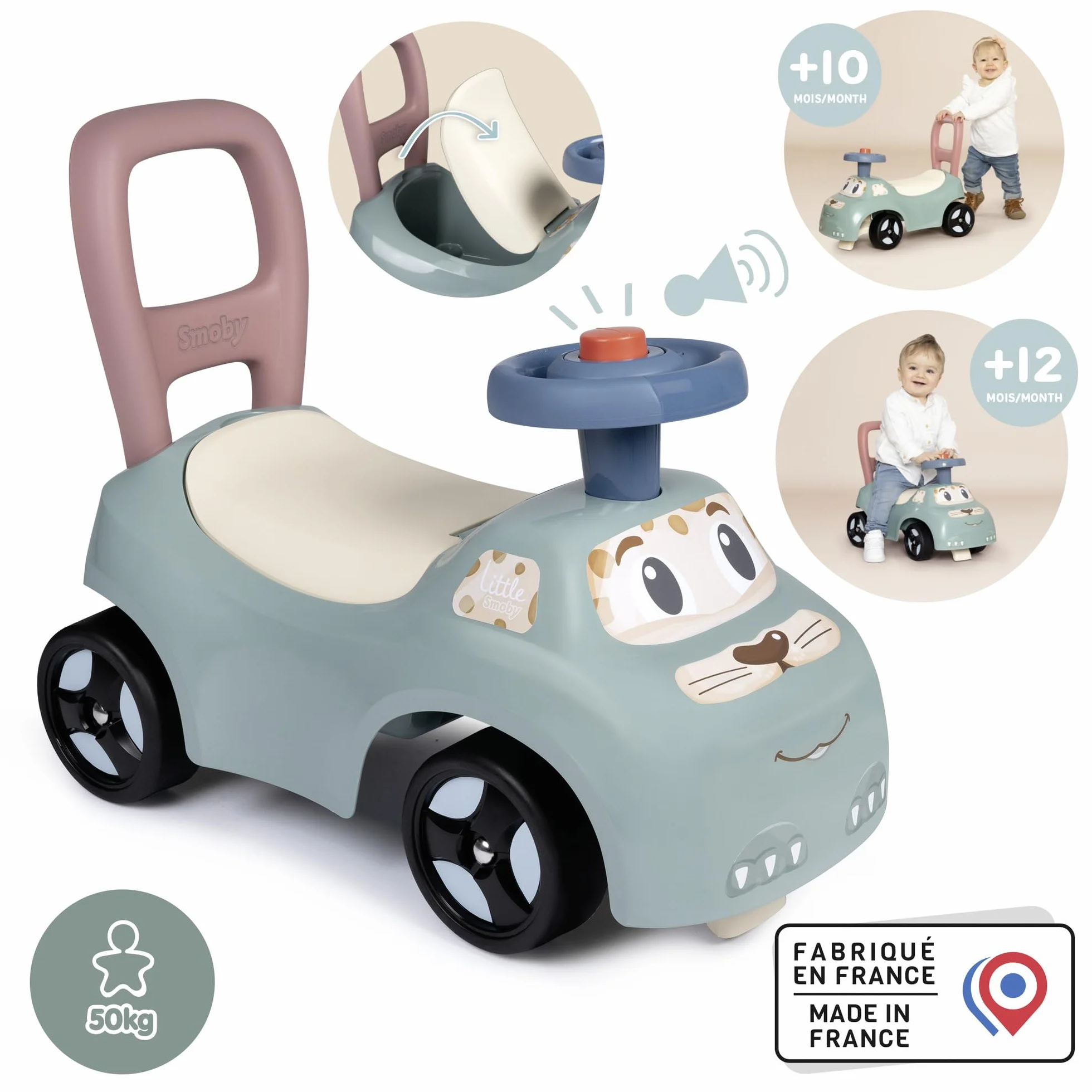 Smoby Porteur Auto Trotteur Volant Directionnel Coffre Jouets 10 Mois