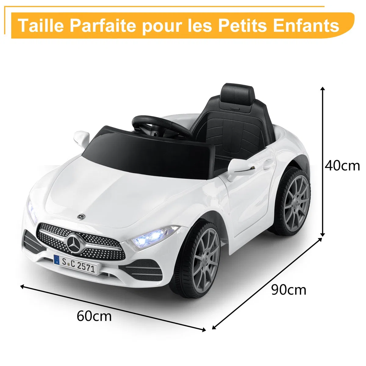 LALAHO Voitures électriques pour Enfants Mercedes Benz avec Télécommande 2.4G, Véhicule électrique Enfant 2 Portes avec MP3 (CLS Blanc)