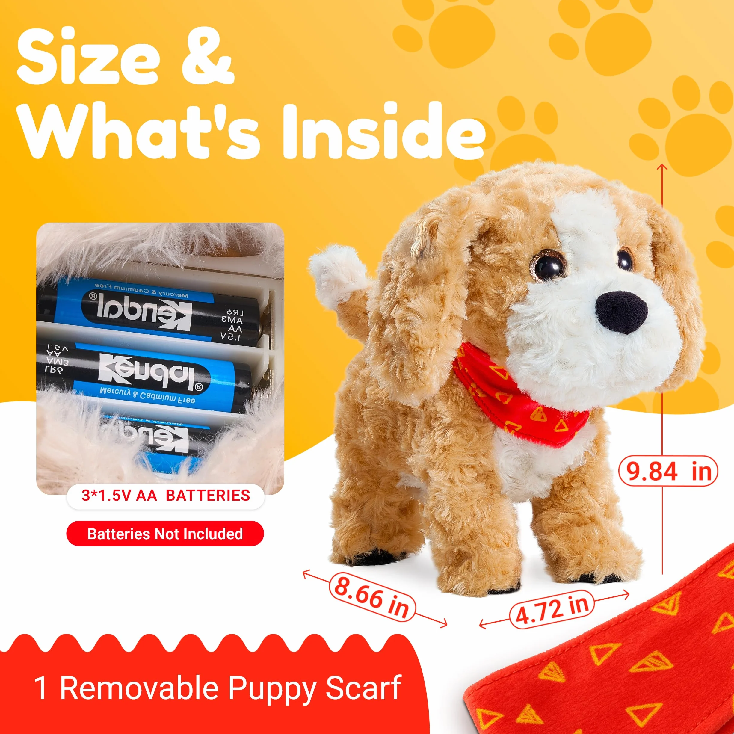 JoyCat Chien Jouet Interactif qui Marche et Aboie, Peluche Éducative pour Enfants 3-6 Ans