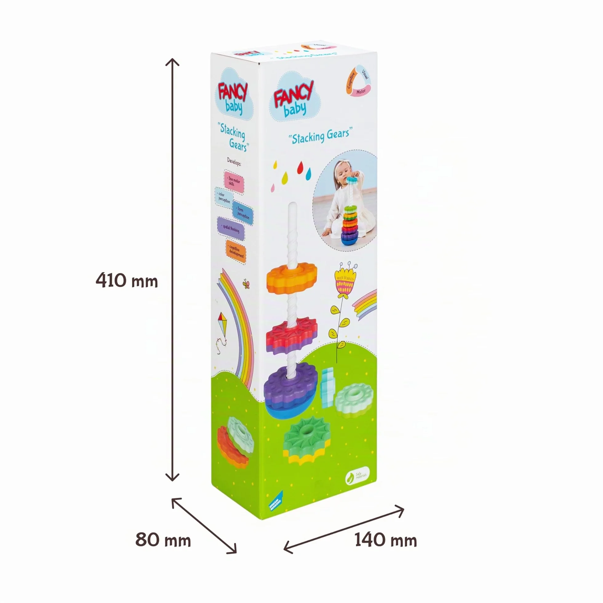 FANCY Grande Pyramide pour Bébé Jouet à Empiler 40 cm - Jouet d’Éveil avec Engrenages Jeux Éducatifs Empilement et Culbuto Cadeau Enfant 1 2 3 Ans