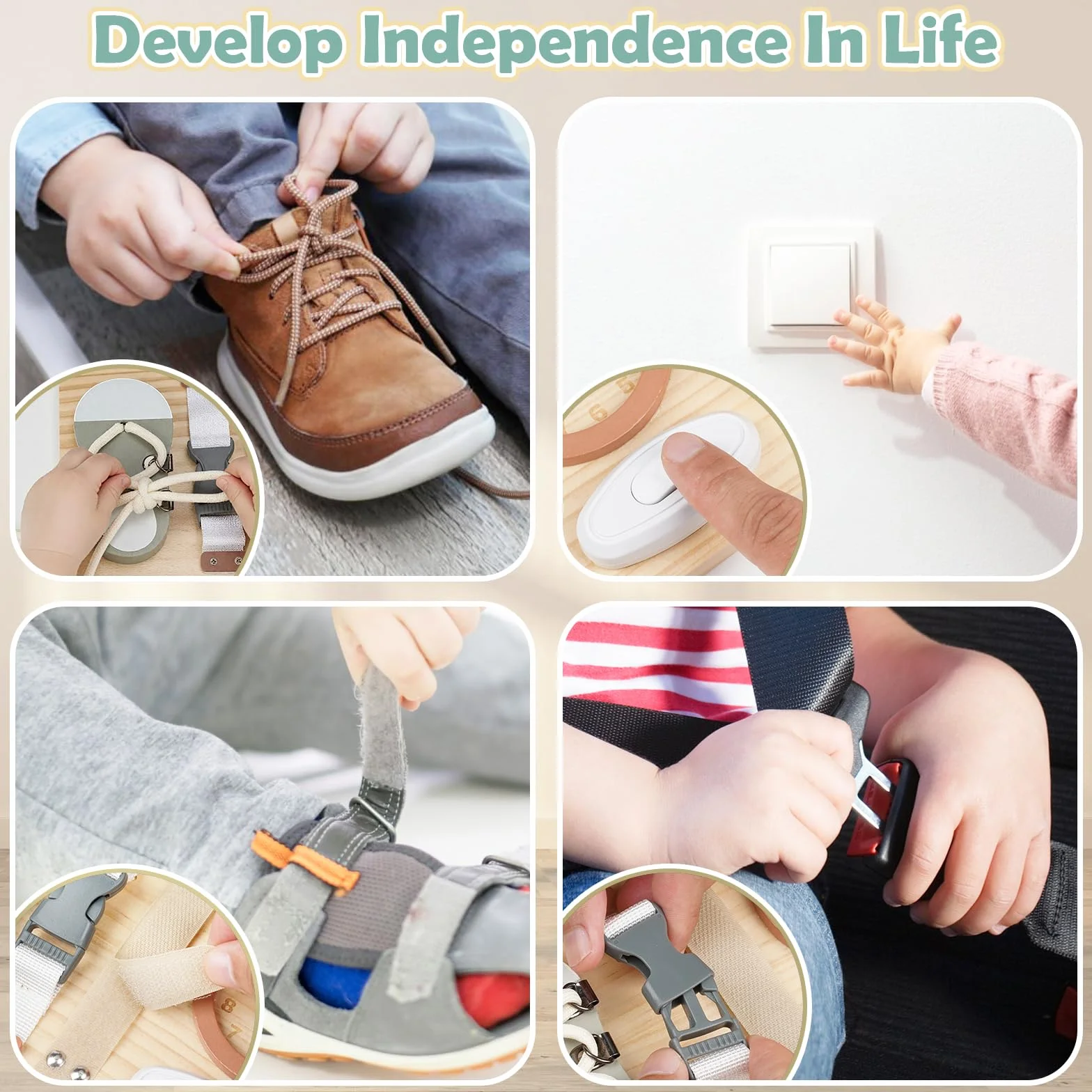 Joyreal Busy Board Montessori - Planche Activité Sensoriel Parcours Motricité Bébé Jeux Educatif Jouet Enfant