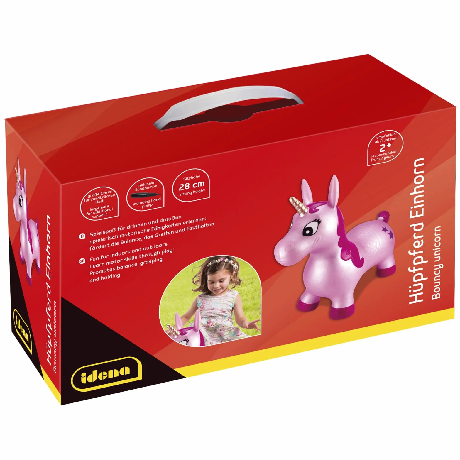 Idena Cheval Sauteur Licorne Rose 50 kg 59 x 23 x 53 cm Pompe à air