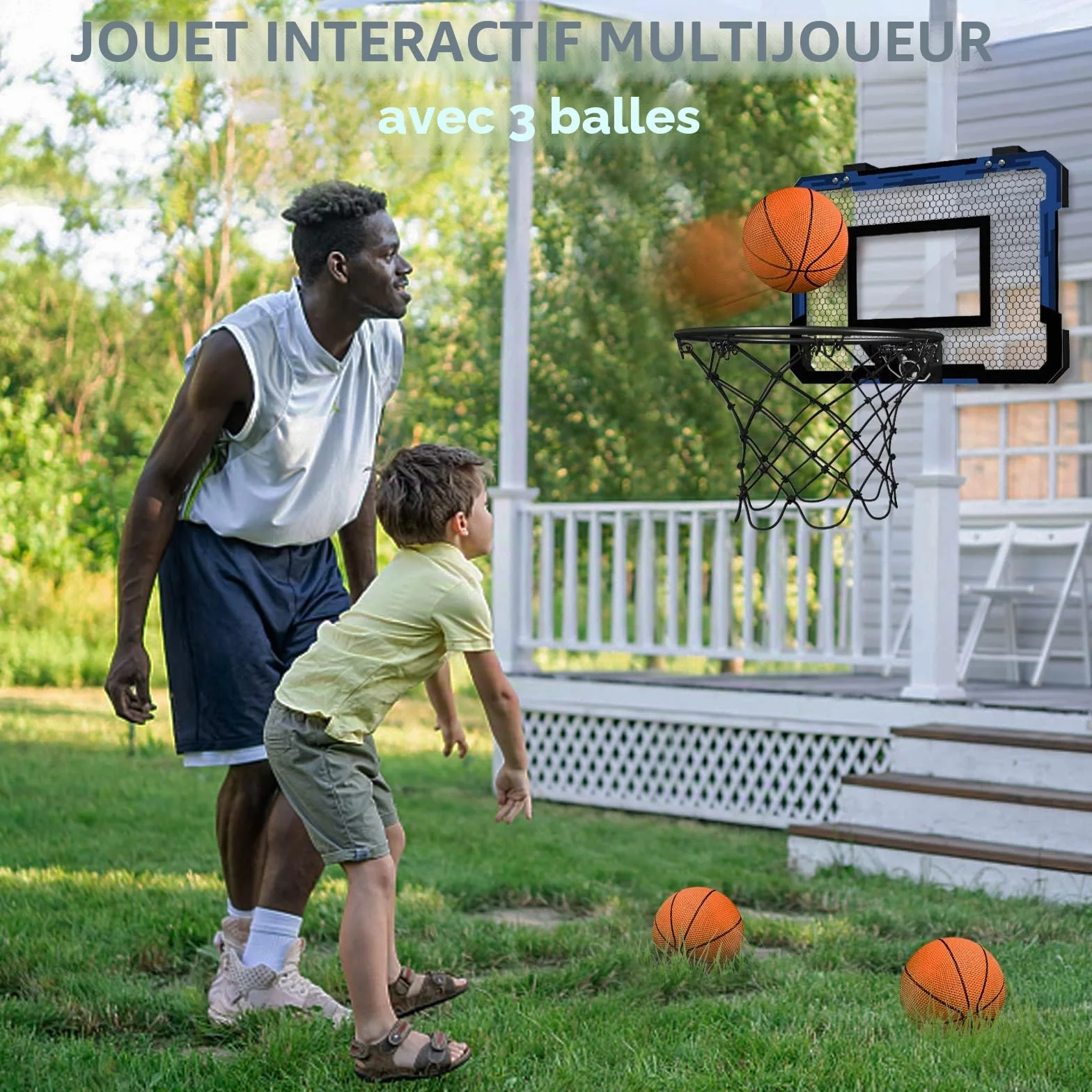 QDRAGON Mini Panier de Basket Enfant Intérieur, Panier de Basketball Mural avec 3 Ballons, Filet, Backboard et Pompe