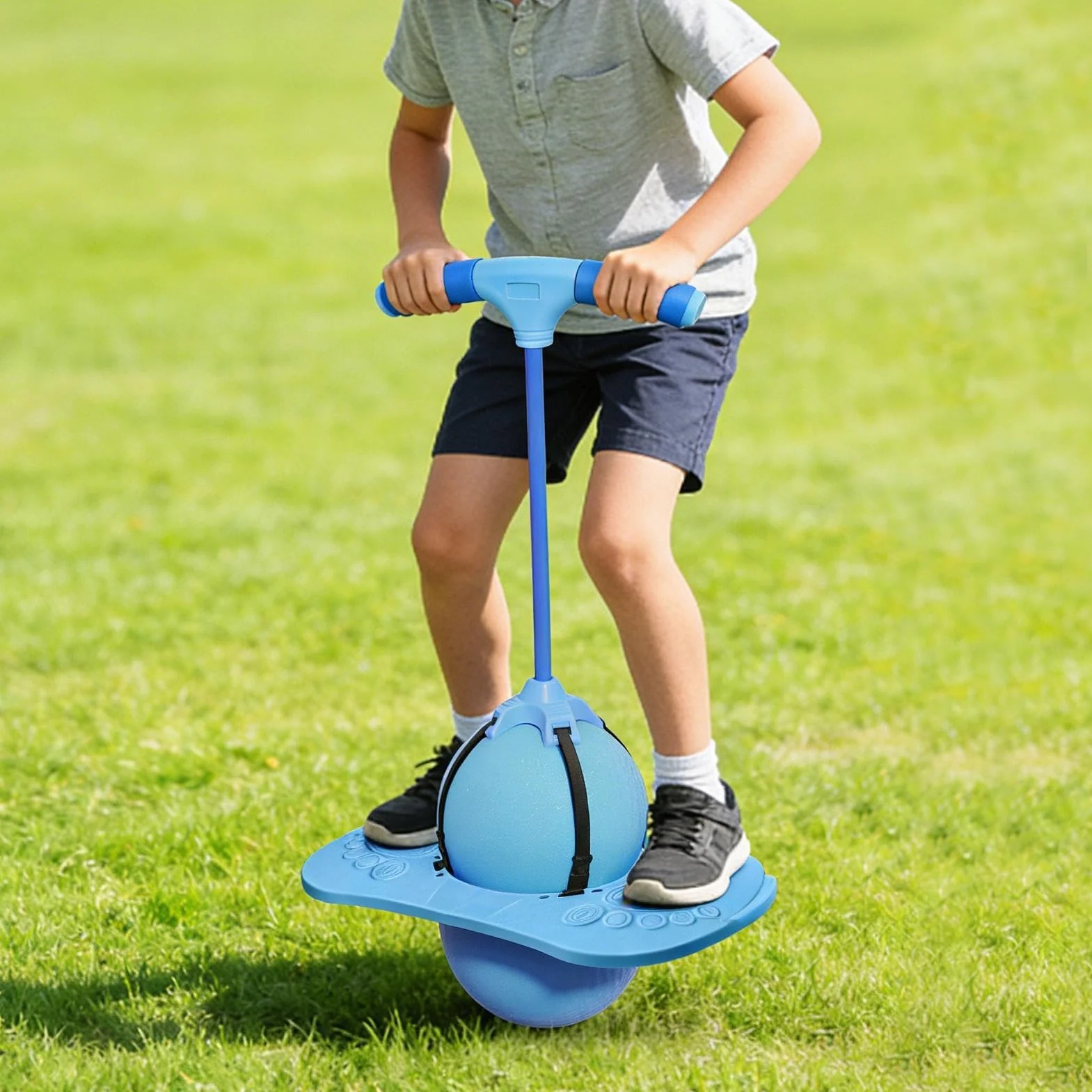 Ballon D'équilibre Élastique Antidérapant avec Poignée, Pompe À Air Incluse, Exercice Coordination Main-Pied Adultes Enfants