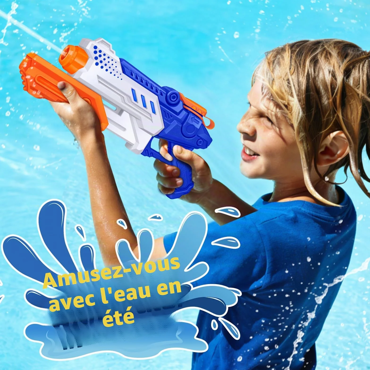 RONSTONE Lot de 4 Pistolets à Eau pour Enfants 300 ML Portée 7,5-9 Mètres