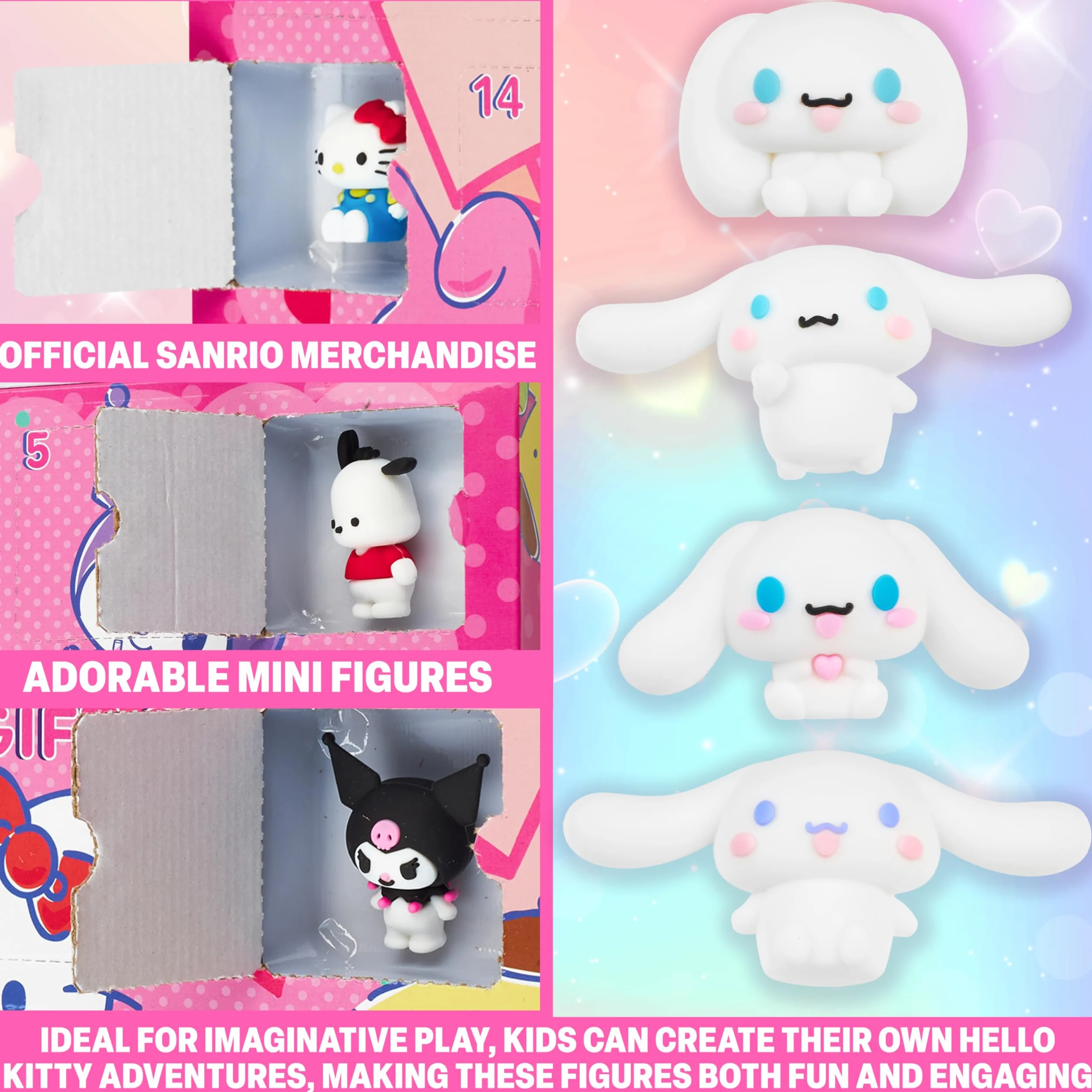 Hello Kitty Sanrio Figurines 3D 24 Pcs Kuromi Cinnamoroll My Melody Mini Figurine Kawaii Décoration Bureau Chambre