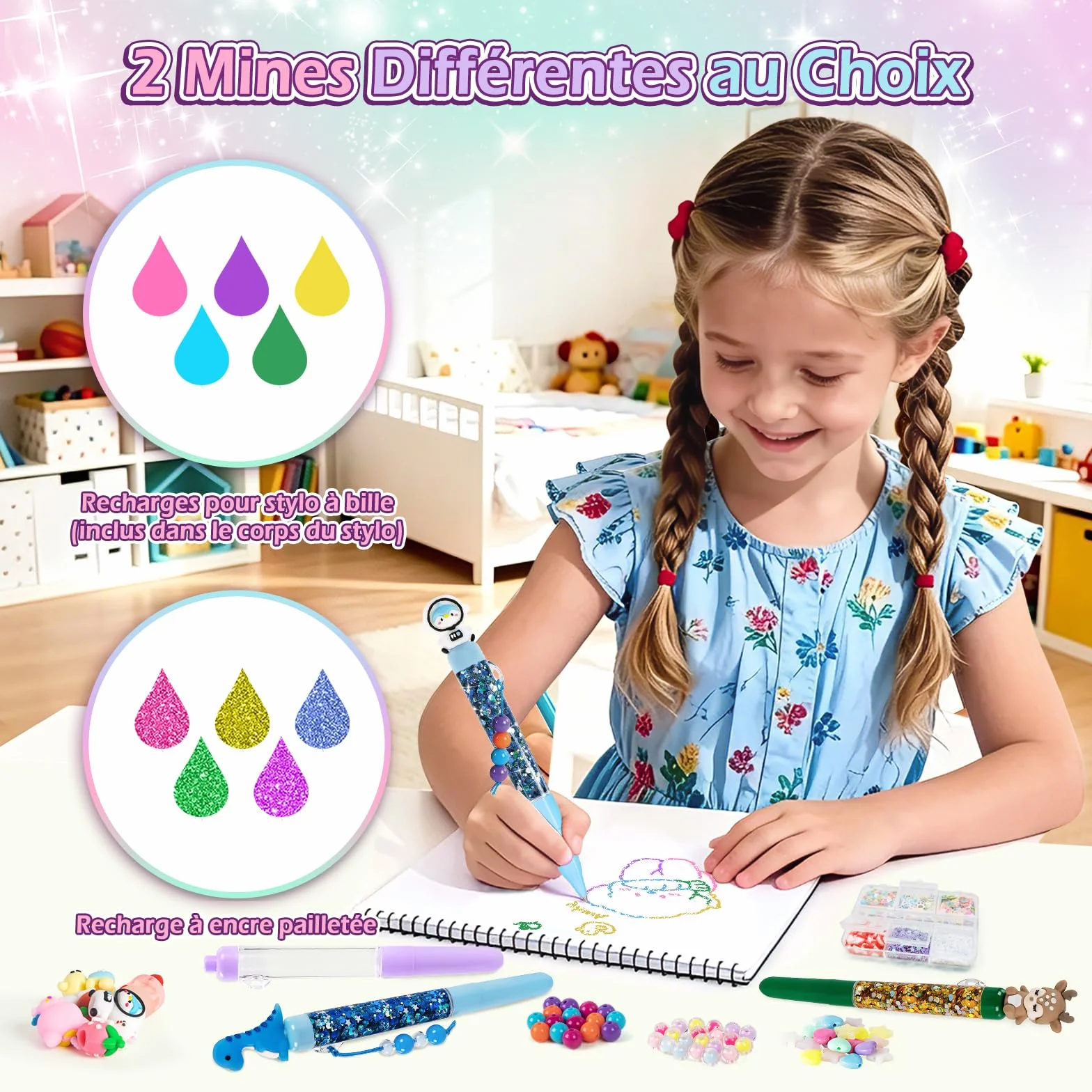 Kazzley Fabrique a Stylo avec 78+ PCS, Atelier des Stylos en Forme de Maison, Kit Loisir Creatif Enfant, ide Cadeau Fille 6-12 Ans