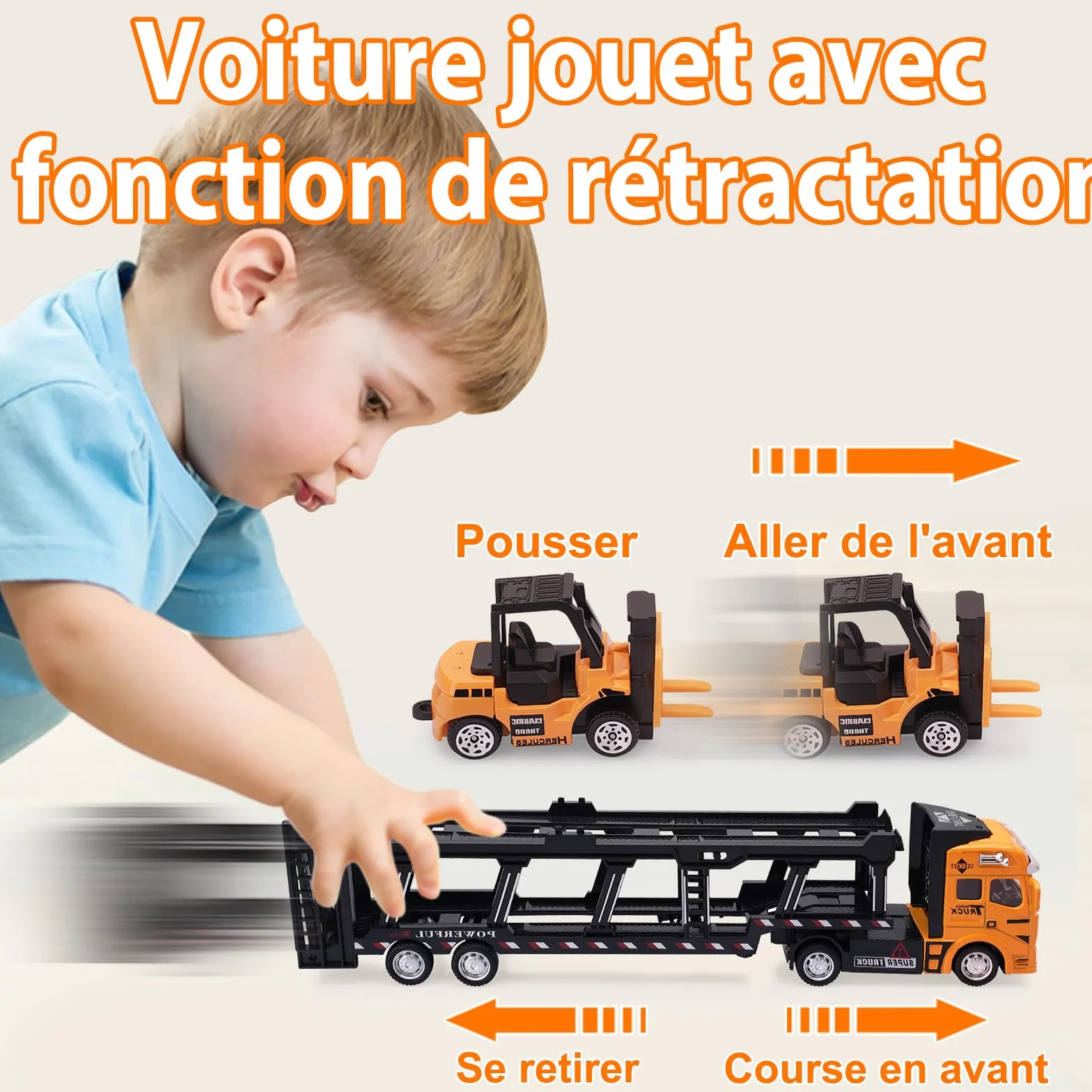VBACALA Camion de Transporteur Voiture Jouet 7 en 1, Ensembles de Construction pour Enfants 3 Ans