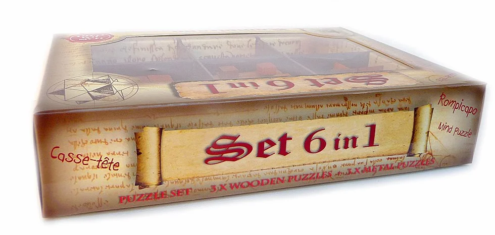 Logica Jeux Art. Set 6 en 1 Série Leonardo Casse-têtes Bois Métal Difficultés Mixtes