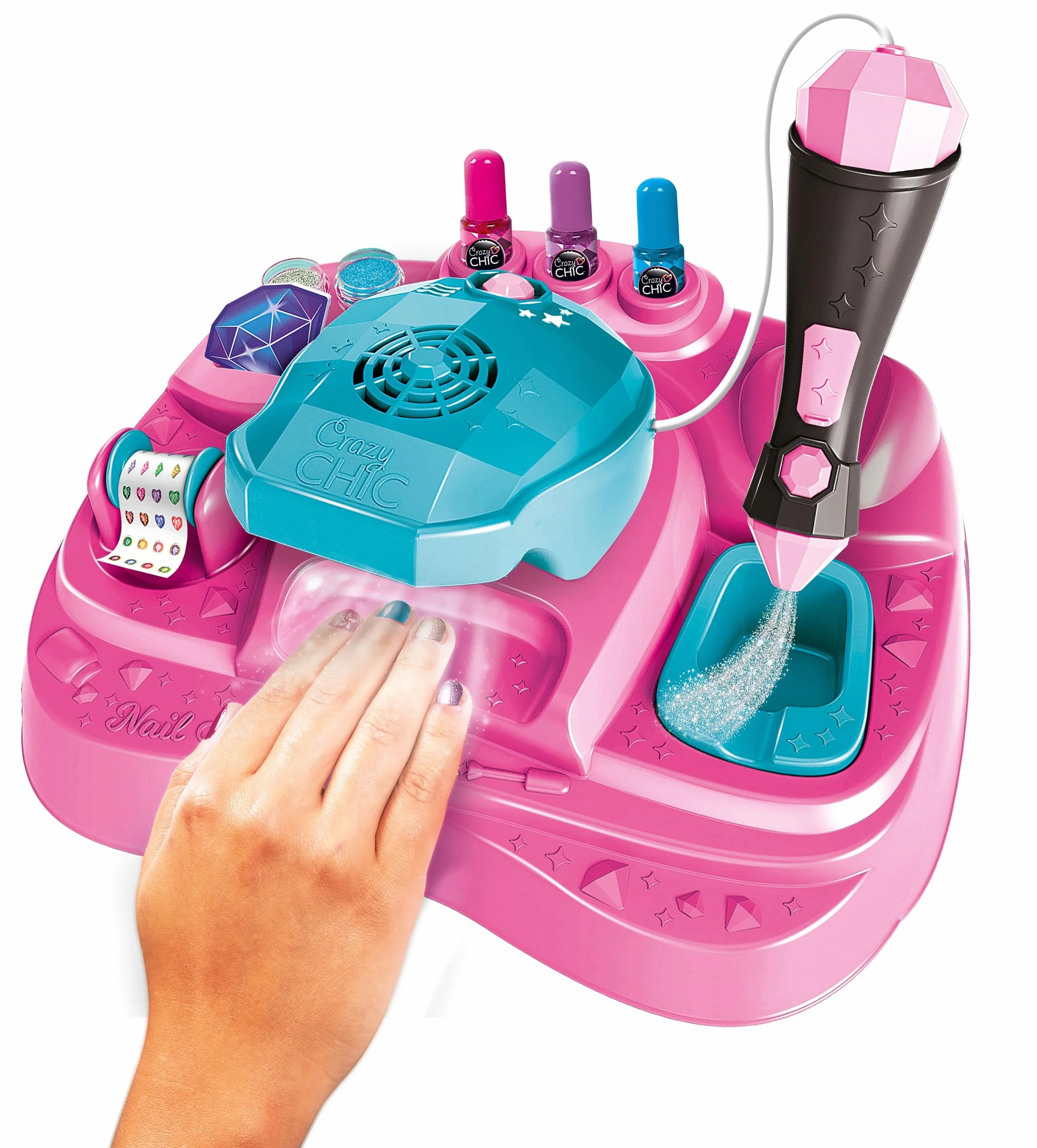 Clementoni Nail Art Studio Jeu Créatif Enfant Kit Ongles Trendy Vernis Stickers Paillette