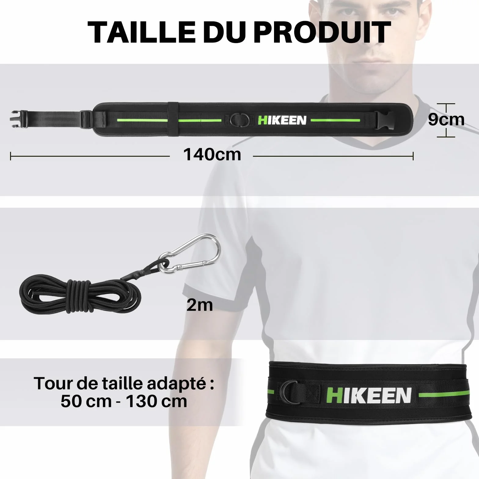 Hikeen Ceinture d'entrainement Football Réglable avec Ballon Foot Kit Entrainement Corde Élastique Adolescents Adultes