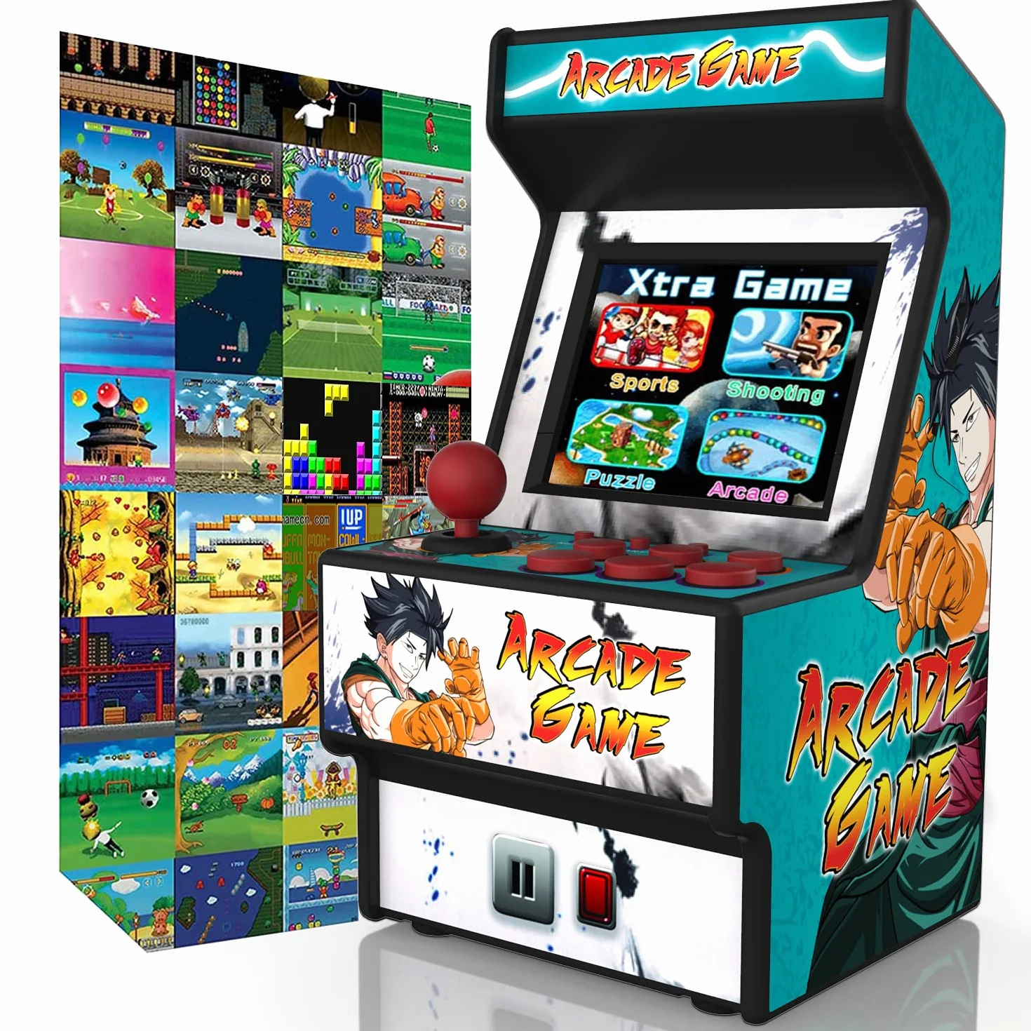 Console de Jeux Retro Mini Arcade 156 Jeux Intégrés 16 Bits Écran Couleur 2,8" Batterie Rechargeable