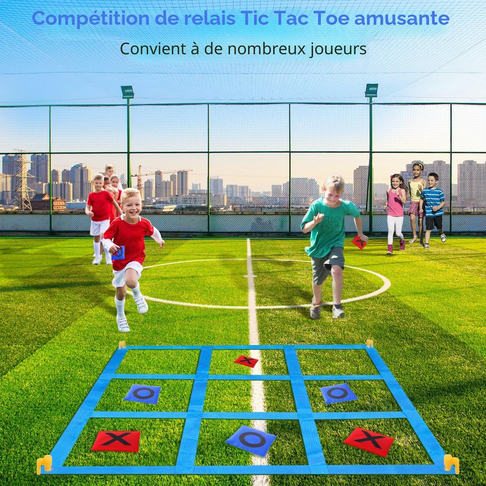 Jeu Géant de Morpion avec Lancer de Sacs, Activité Extérieure pour Jardin et Plage