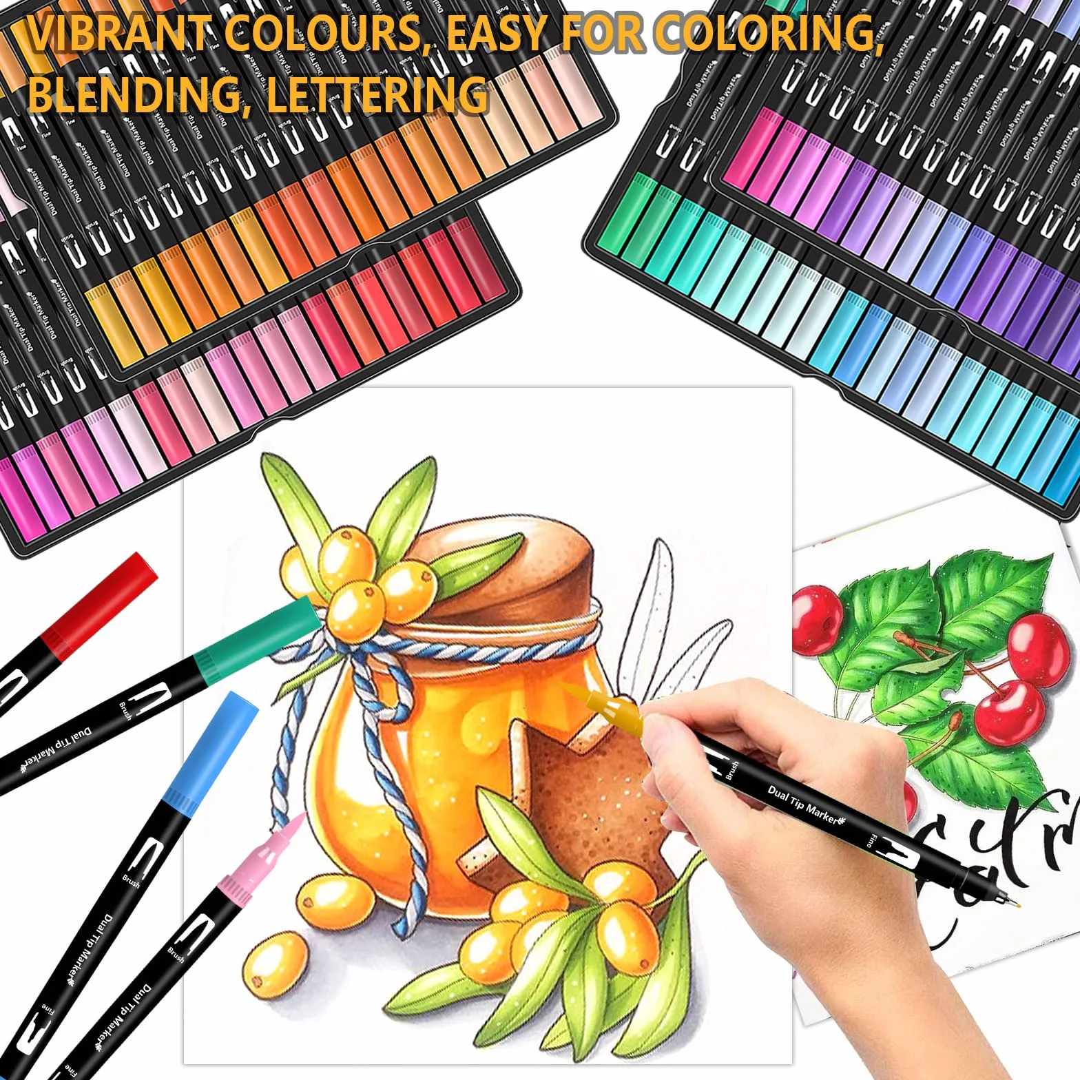 Efimeso Stylo Feutre 160 Feutres Coloriage Adulte, Marqueur Pinceau Double Pointe, Feutre Aquarelle Fineliners Dessin Croquis Livre Coloriage
