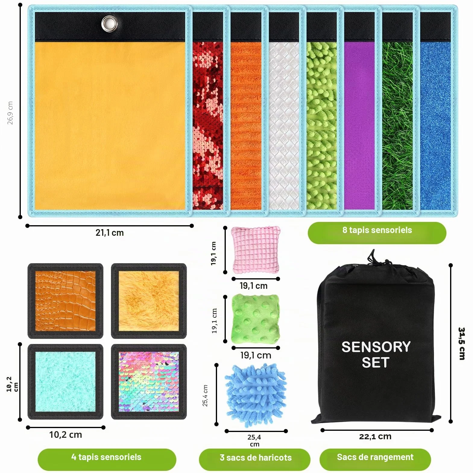 Joyreal Tapis Sensoriel pour Enfants Autistes, Vitres Tactiles, Carreaux Sensoriels 3+