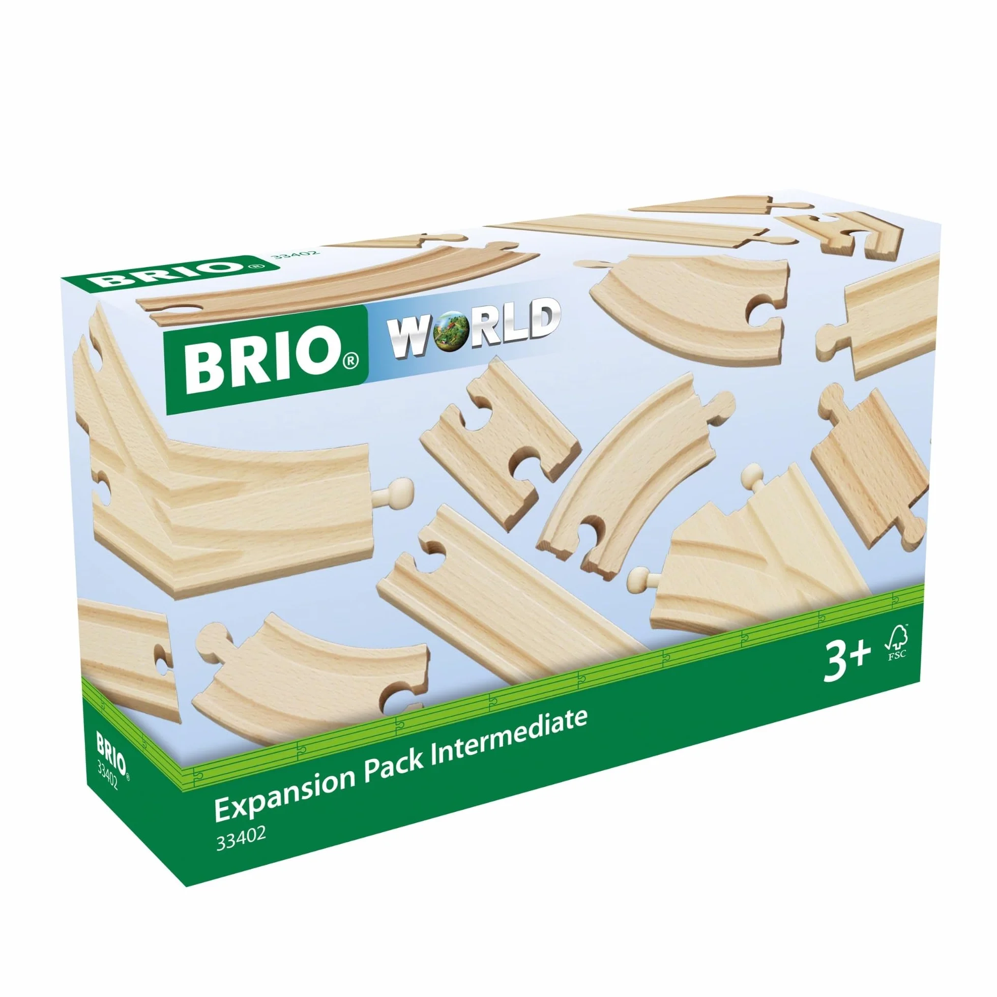 BRIO World Coffret Evolution Intermédiaire 16 Rails - Accessoire circuit train en bois - Assortiment rails - Jouet 3 ans+