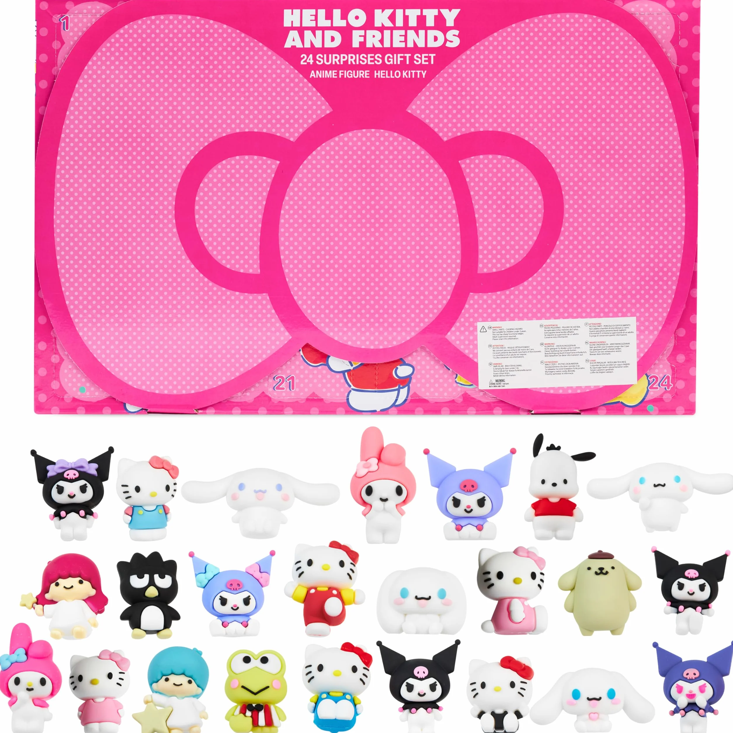 Hello Kitty Sanrio Figurines 3D 24 Pcs Kuromi Cinnamoroll My Melody Mini Figurine Kawaii Décoration Bureau Chambre