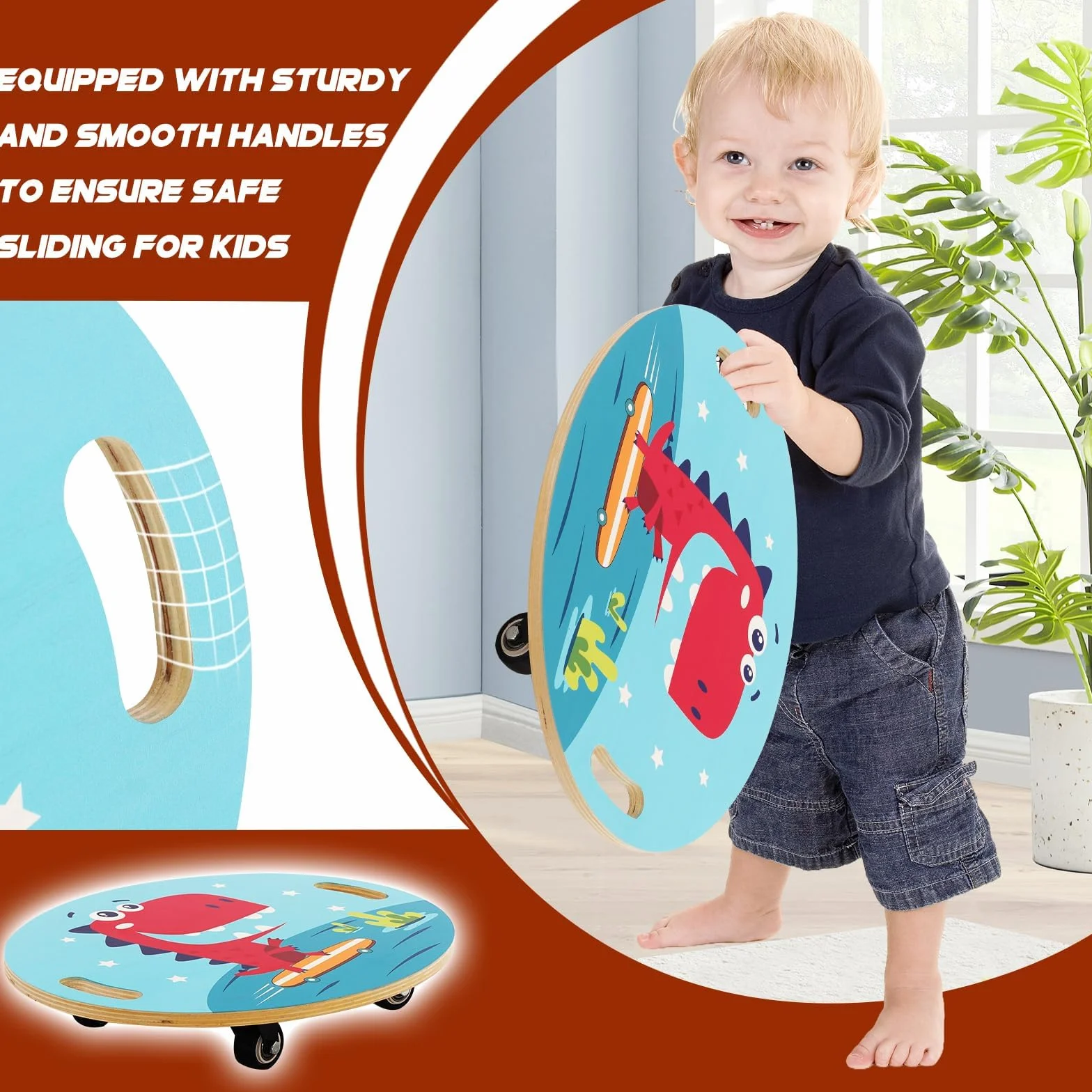 Planche à Roulettes Enfant, Balance Board avec Poignées et Roues Silencieuses, Jouet éducatif 3+