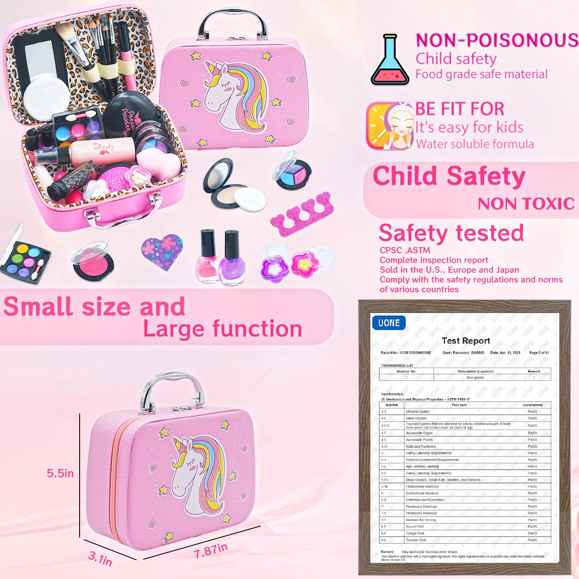 Maquillage Enfant Jouet Filles Lavable Malette Coffret Maquillage Palette Makeup Set Cadeau Noël Anniversaire Princesse 3-12 Ans
